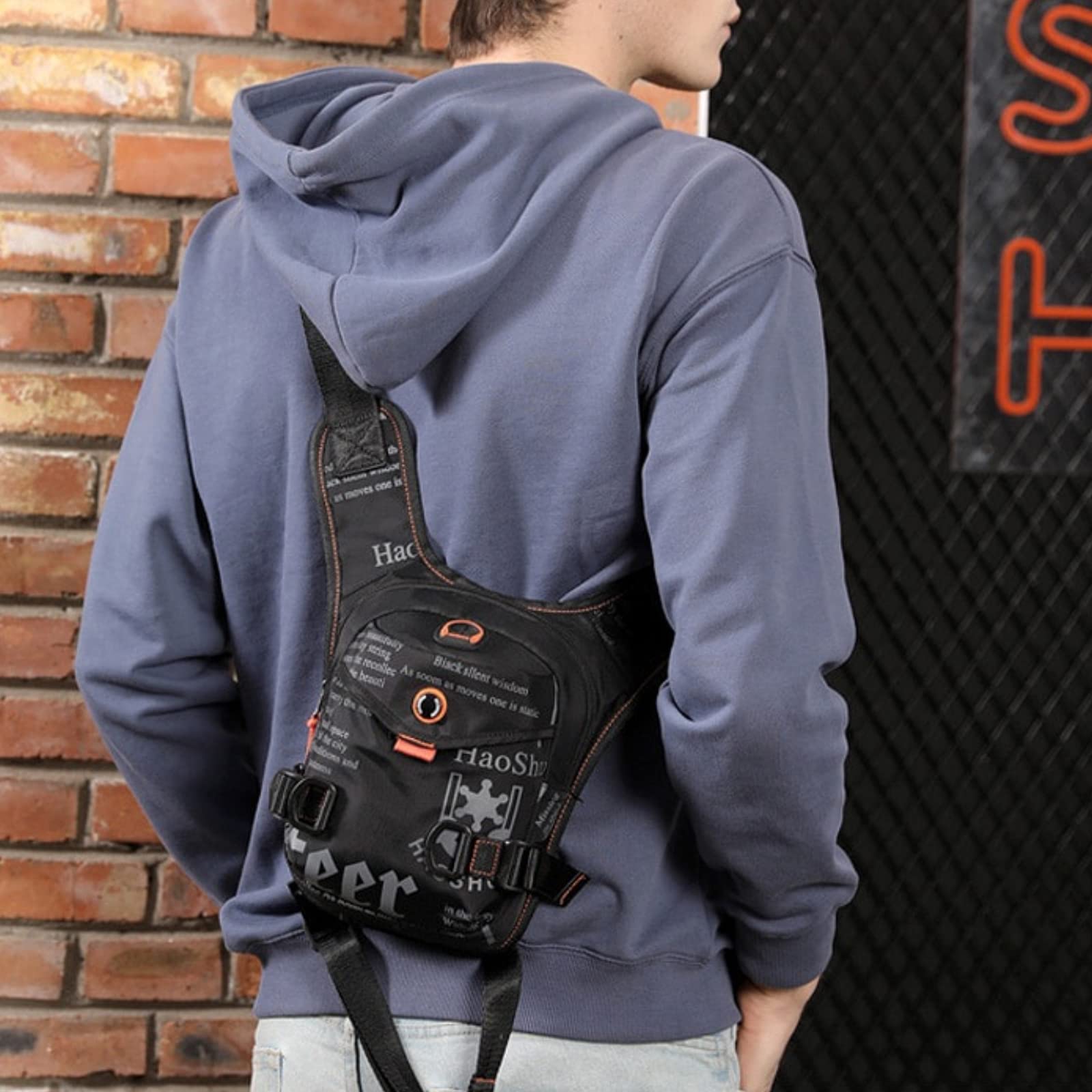 Waterproof Nylon Drop Leg Bag for Men - Adjustable Waist Fanny Pack, Hip Bum Belt Bag - Perfect for Motorcycle Riding, Travel, Hiking & Outdoor Activities
