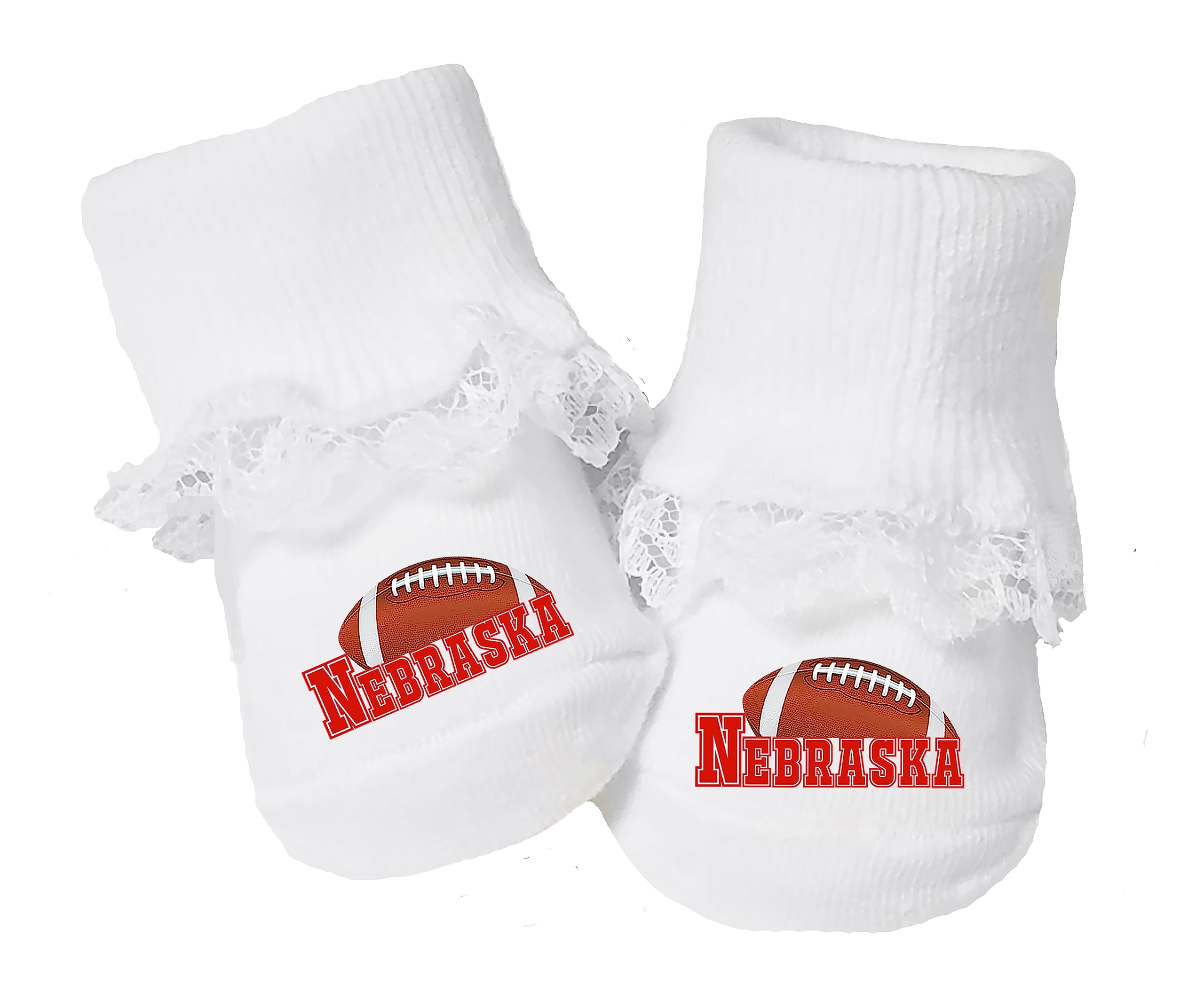 **Nebraska Cornhuskers Baby Toe Bootie Socks with Lace – Soft & Adorable Infant Socks for Newborns, Gifts for Nebraska Fans – Perfect for Game Day, Photo Shoots & Nursery Outfits**