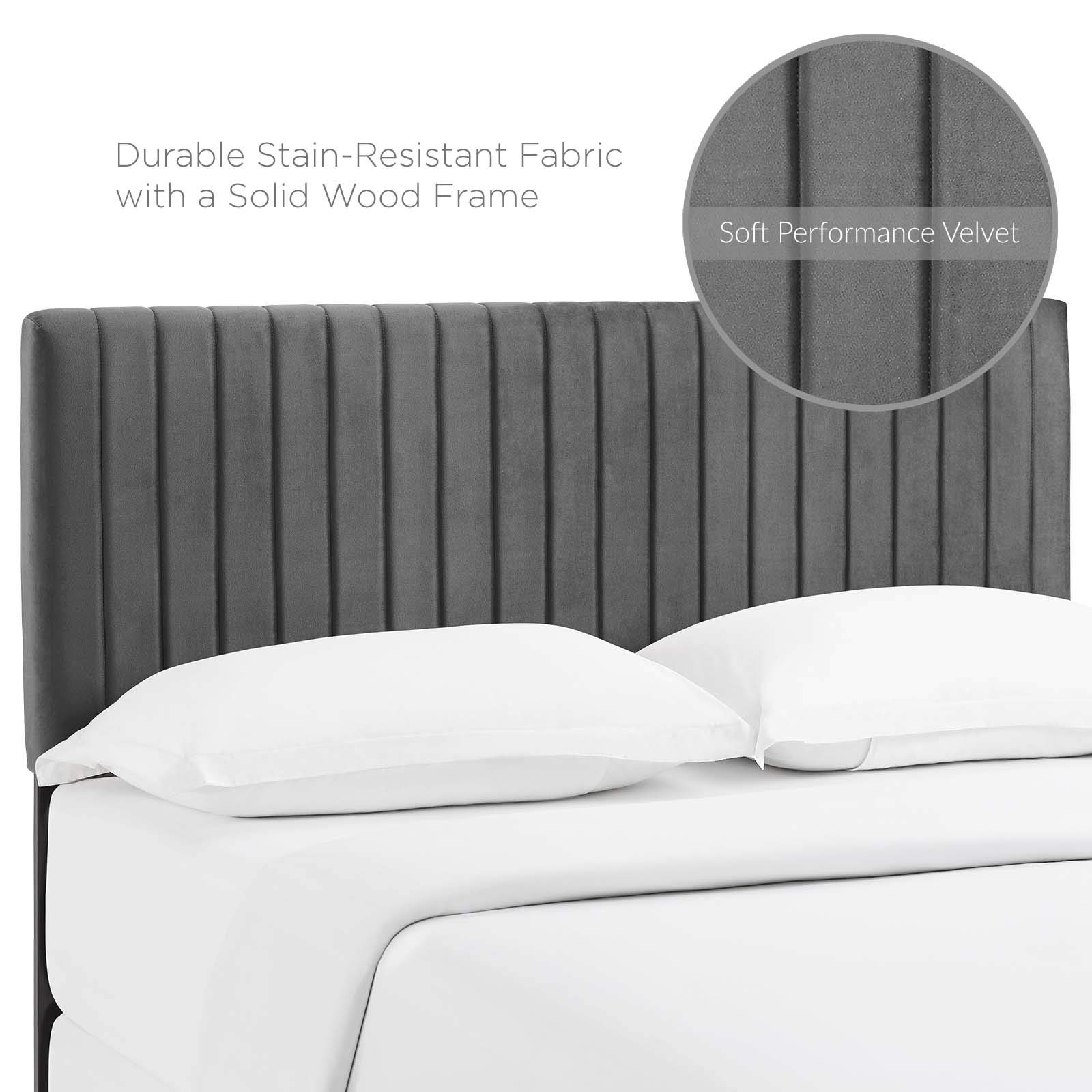 Modern Velvet Upholstered Headboard for Full & Queen Beds - Soft Gray Fabric, Contemporary Urban Bedroom Decor - Perfect for Master Bedrooms, Guest Rooms & Luxury Apartments