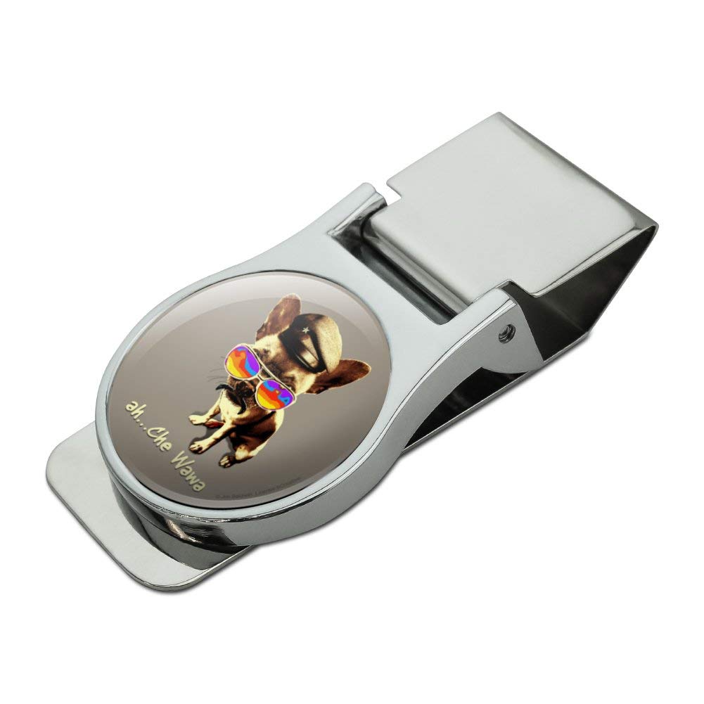 Vintage Retro Satin Chrome Plated Metal Money Clip for Chihuahua Lovers - Perfect Gift for Dog Owners, Pet Enthusiasts & Money Organizing (Ah Che Wawa Design) - Great for Everyday Use, Travel & Special Occasions