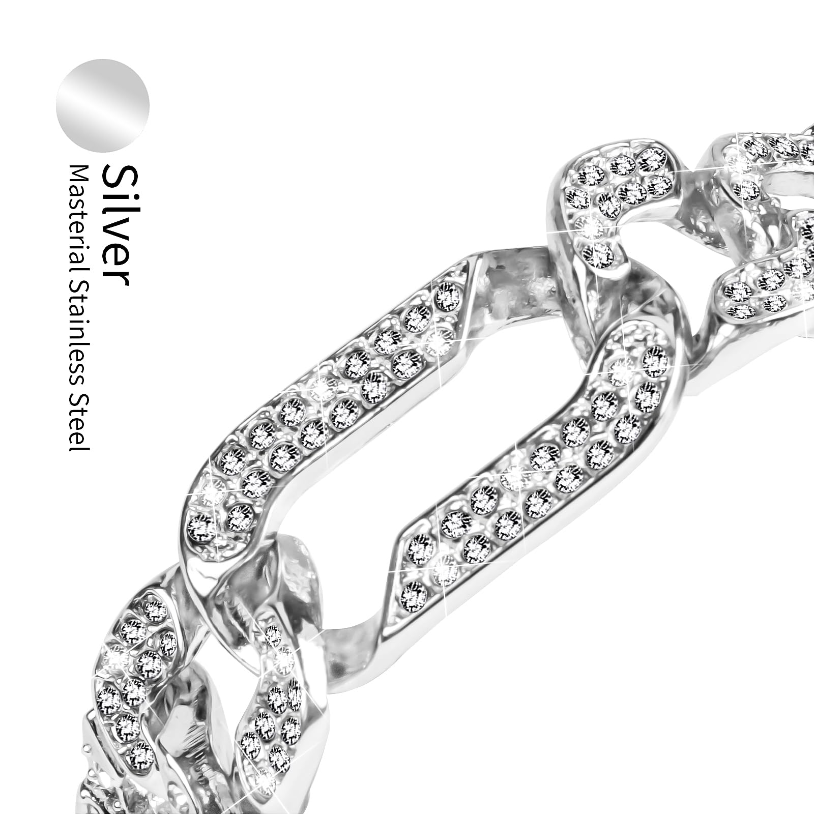 RuiRdot Stainless Steel Rhinestone Replacement Strap for Xiaomi Mi Band 5/6 - Adjustable Luxury Bracelet for Women, Perfect for Workouts, Parties & Everyday Wear