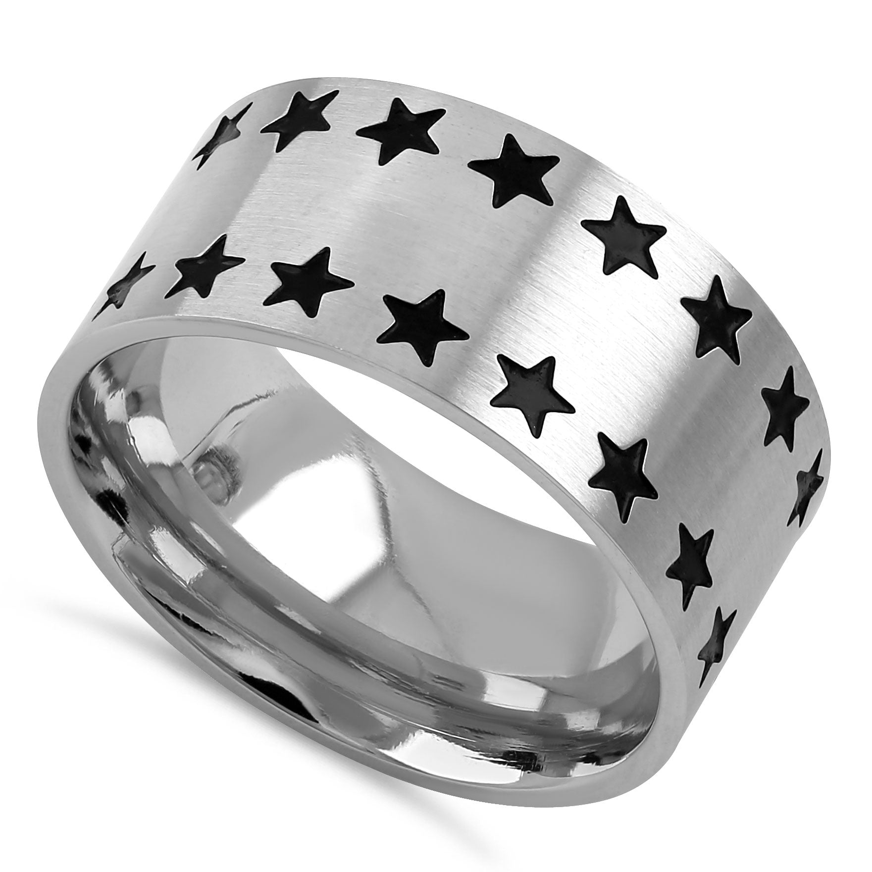 Stainless Steel All Stars Band Ring for Men & Women - Trendy Unisex Fashion Jewelry Gift for Anniversary, Birthday, and Everyday Wear