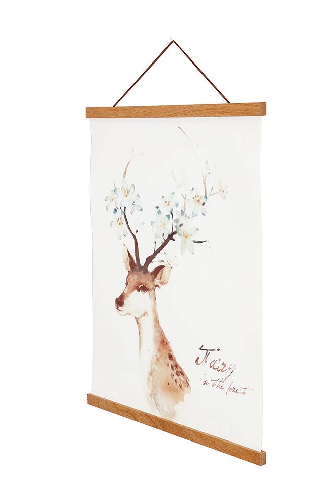2 Pack Magnetic Poster Hanger Frame - 33x24 33x23 33x47 Light Wood Canvas Art Display Kit with Wooden Dowel for Wall Decor (Teak Wood, 33 Inch) - Perfect for Home, Office & Gallery Artwork Hanging