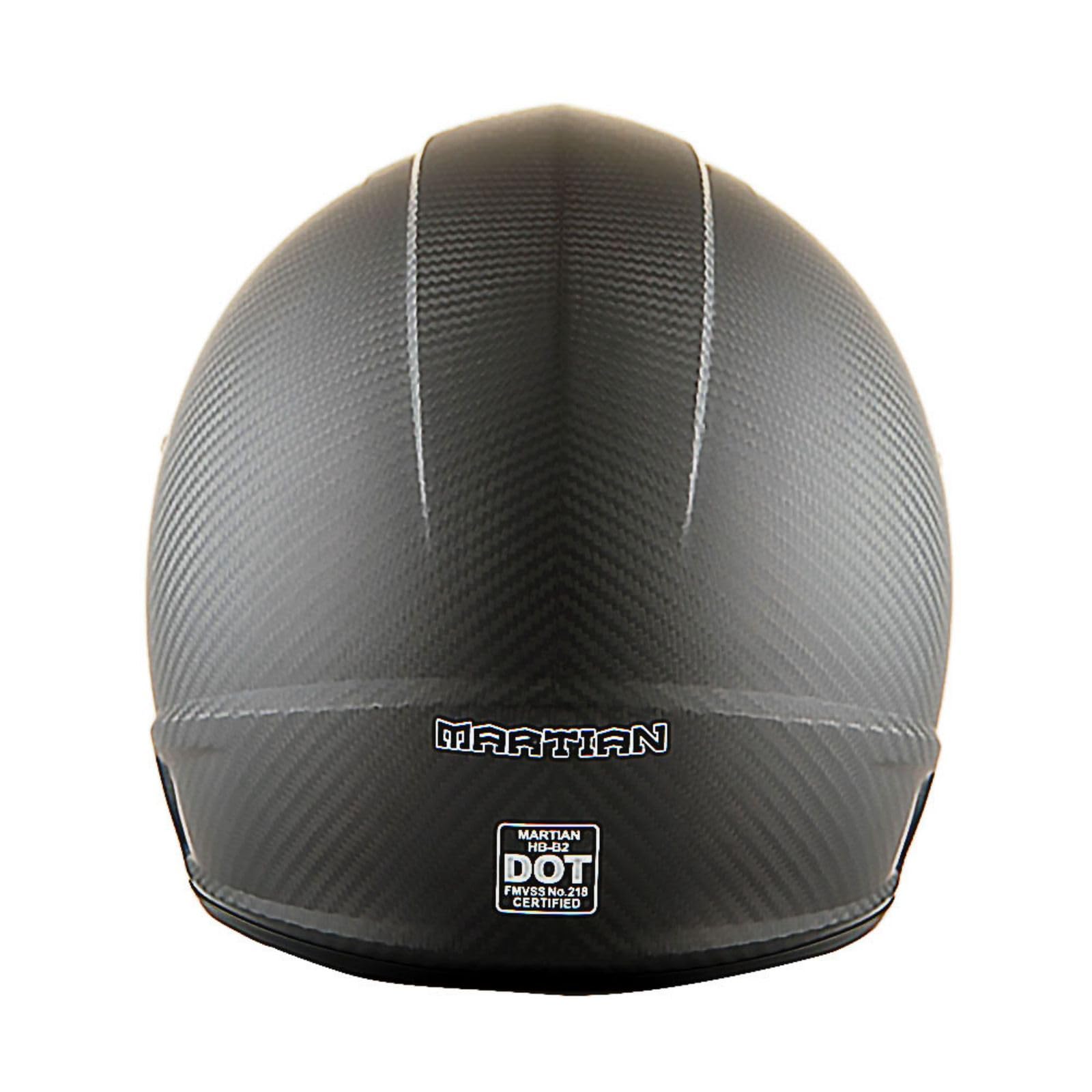 Martian Genuine Carbon Fiber Motorcycle Helmet HB-B2 - DOT Approved Full Face & Open Face Glossy Black - Lightweight & Durable for Street Riding, Racing & Cruising
