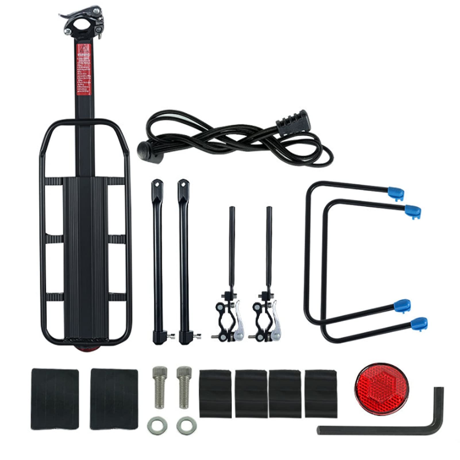 Heavy Duty Bike Pannier Rack - 50kg Capacity Adjustable Bicycle Rear Cargo Carrier | Waterproof Cycling Accessories for Commuting, Touring & Shopping | Universal Fit for Mountain/Road Bikes (Black)