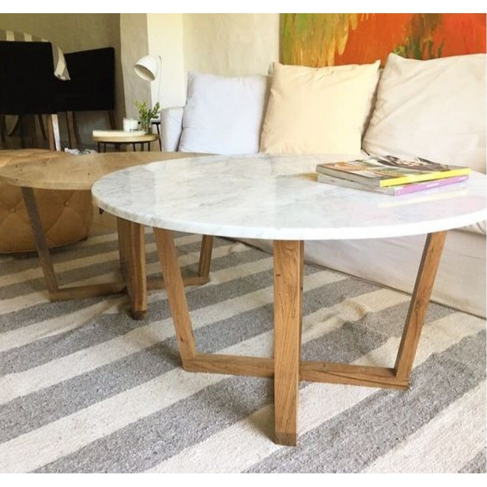 Premium Carrara White Marble Coffee Table - 40