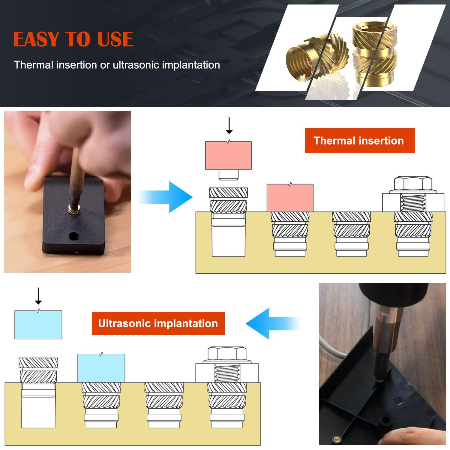150Pcs M2 Heat Set Inserts - Brass Knurled Nuts for 3D Printing & Plastic Parts (M2xL4xD3.2) - Perfect for DIY Projects, RC Models & Prototyping