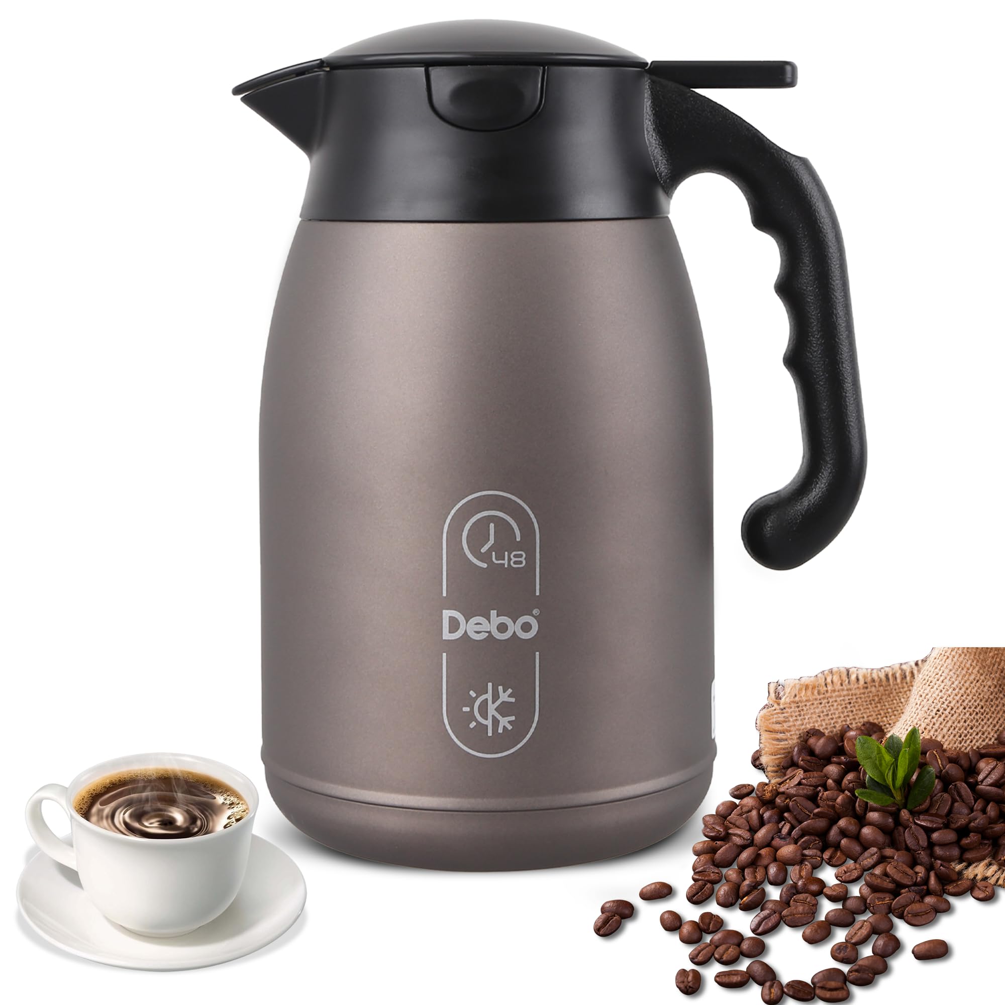 56oz Stainless Steel Thermal Coffee Carafe - Double Walled Vacuum Insulated, BPA Free, Keeps Coffee Hot for Hours - Perfect for Office, Home, or Catering Events