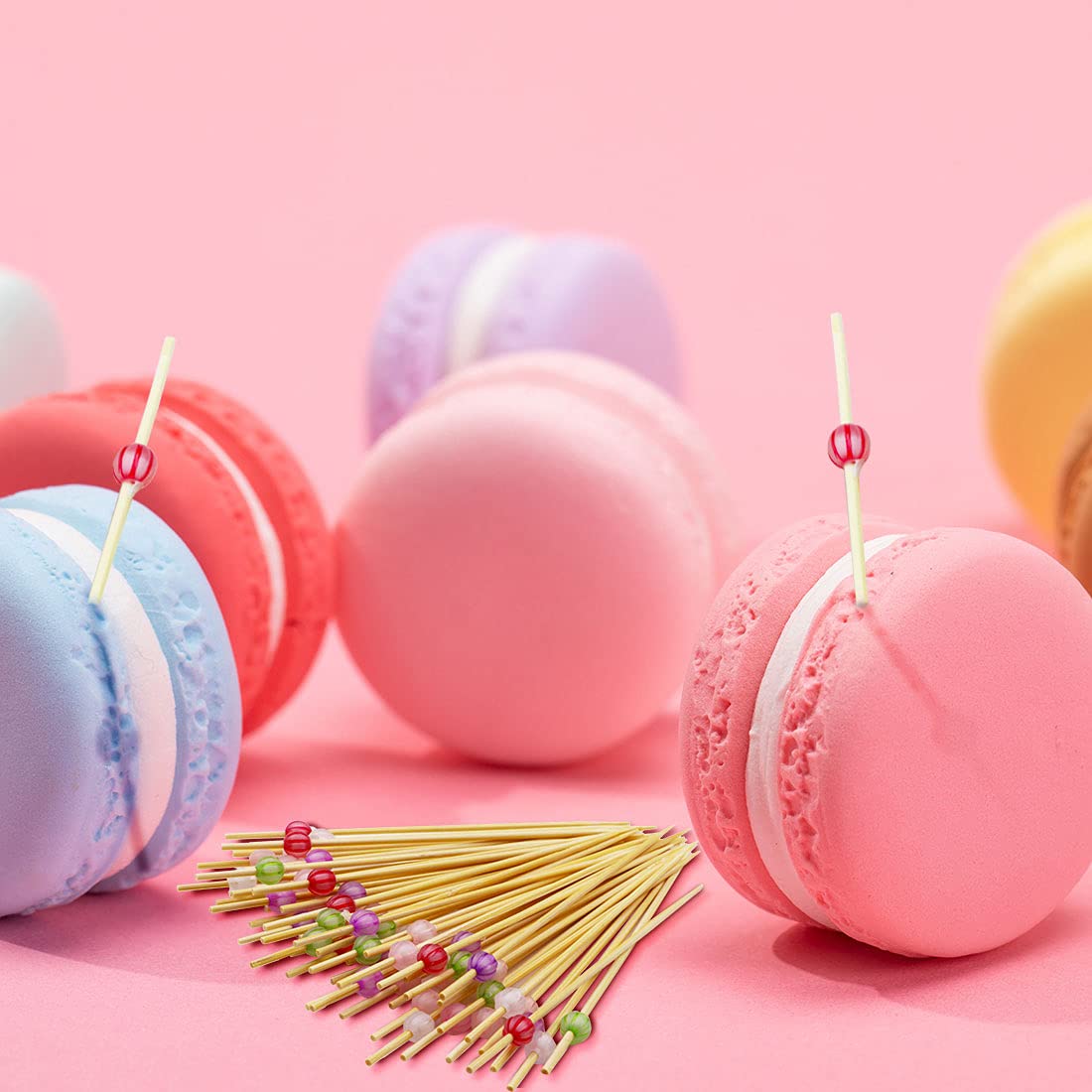 100PCS Acrylic Bead Cocktail Picks - Decorative Food Toothpicks for Appetizers, Fruits, Cakes, Sandwiches, Canapés & BBQ Skewers | Perfect for Parties, Weddings, and Home Entertaining