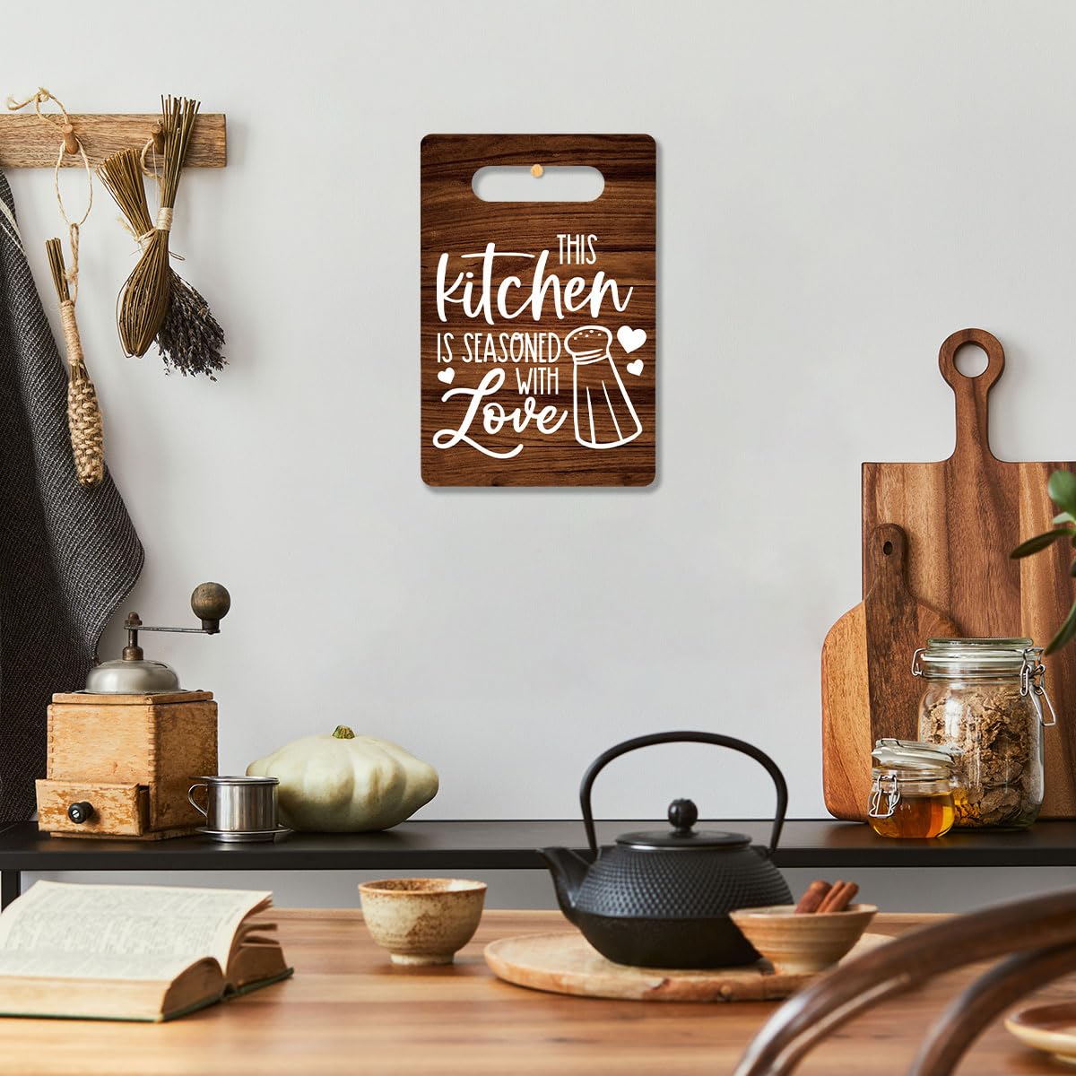 Krollma Rustic Kitchen Wall Decor Sign - 8x10 Inches Farmhouse Style 'This Kitchen Is Seasoned With Love' Art Print - Perfect for Home, Apartment & Restaurant Decor - Great Housewarming Gift for Cooks & Food Lovers