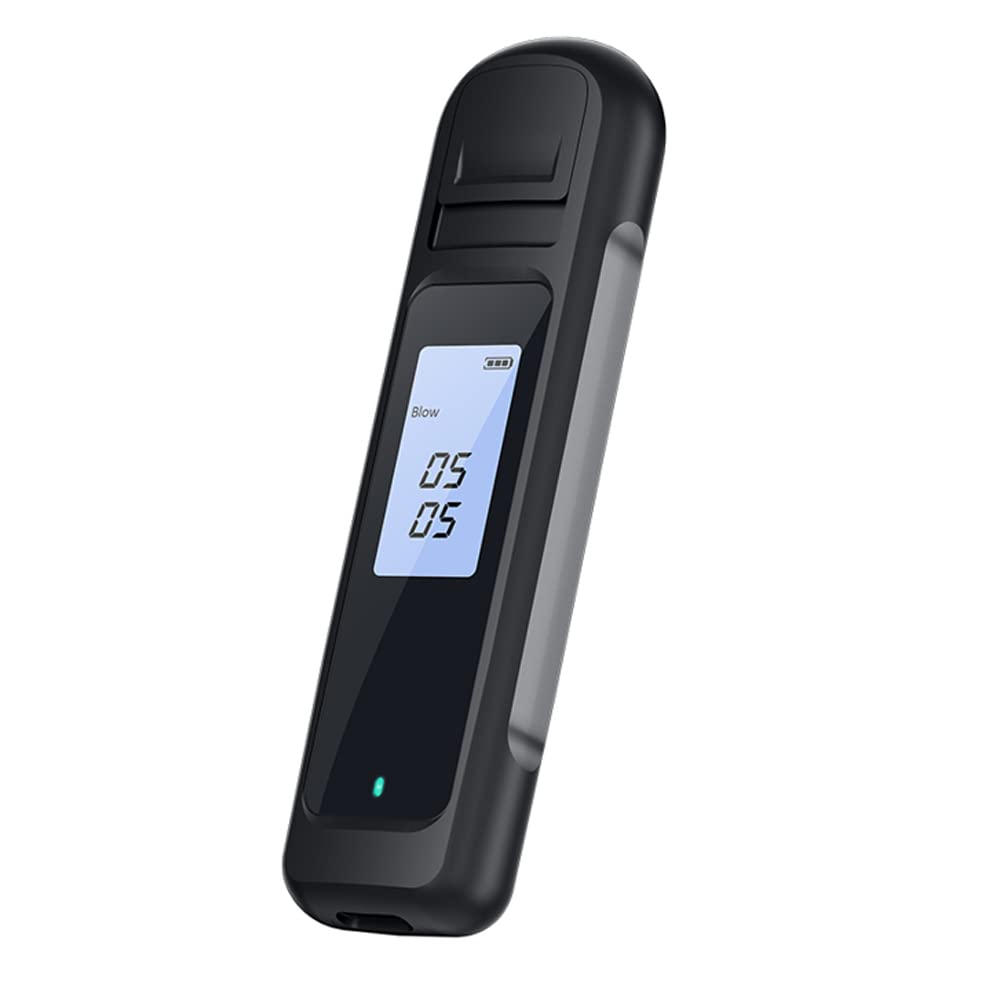 Professional Portable Breathalyzer - Accurate Alcohol Tester for Drivers, Personal & Home Use | Fast Response USB Rechargeable Breath Analyzer with LCD Display | Perfect for Road Safety Checks, Party Monitoring & Workplace Sobriety Tests (Black)