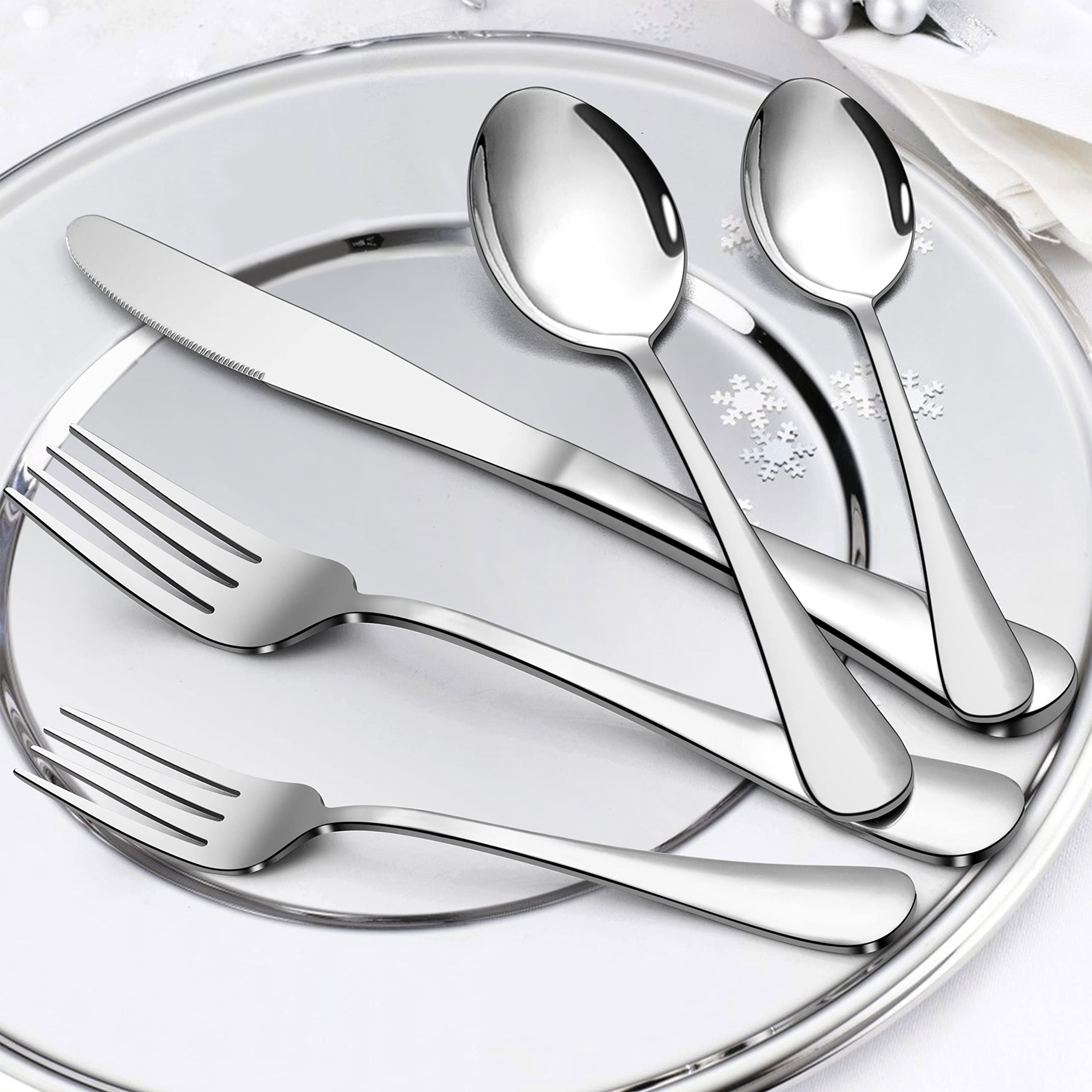 77-Piece Stainless Steel Silverware Set for 12 - Forks, Spoons & Steak Knives with Serving Utensils | Dishwasher Safe Flatware Cutlery Set | Perfect for Dinner Parties, Restaurants & Home Dining