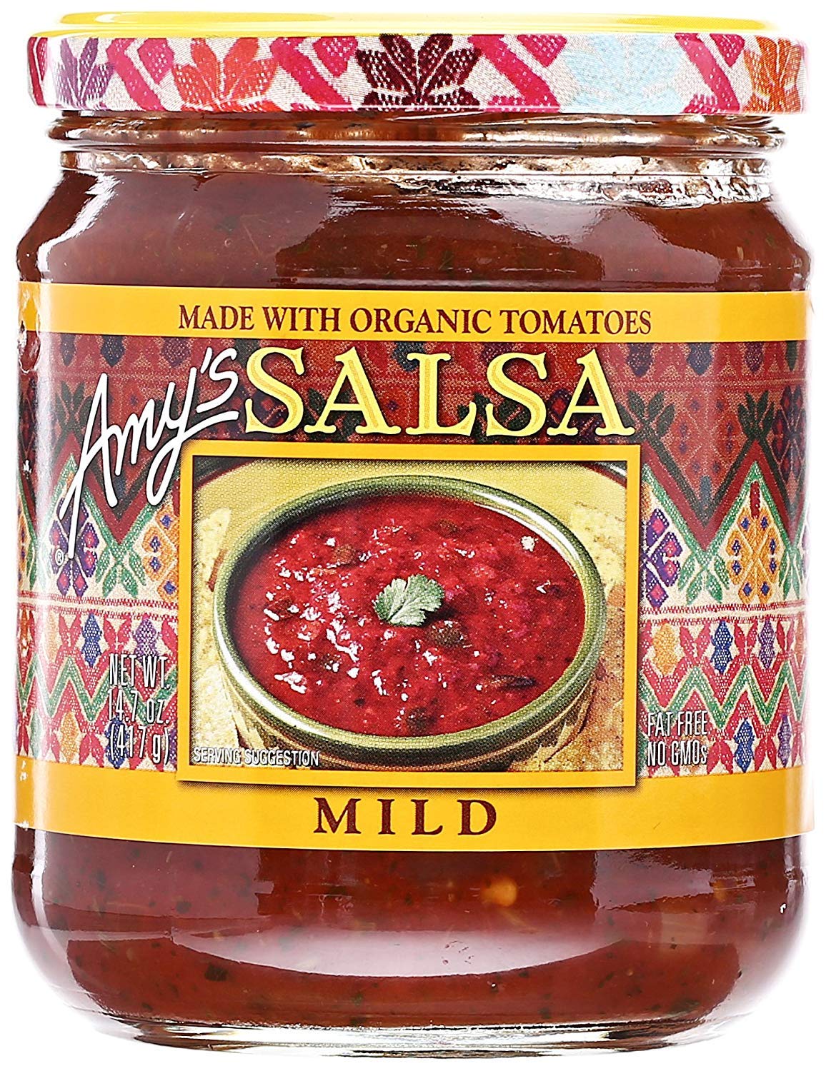 Organic Mild Salsa by Amy's - Gluten Free Vegan Snack with Fresh Tomatoes (14.7 Oz) - Perfect for Chips, Tacos & Healthy Party Dips