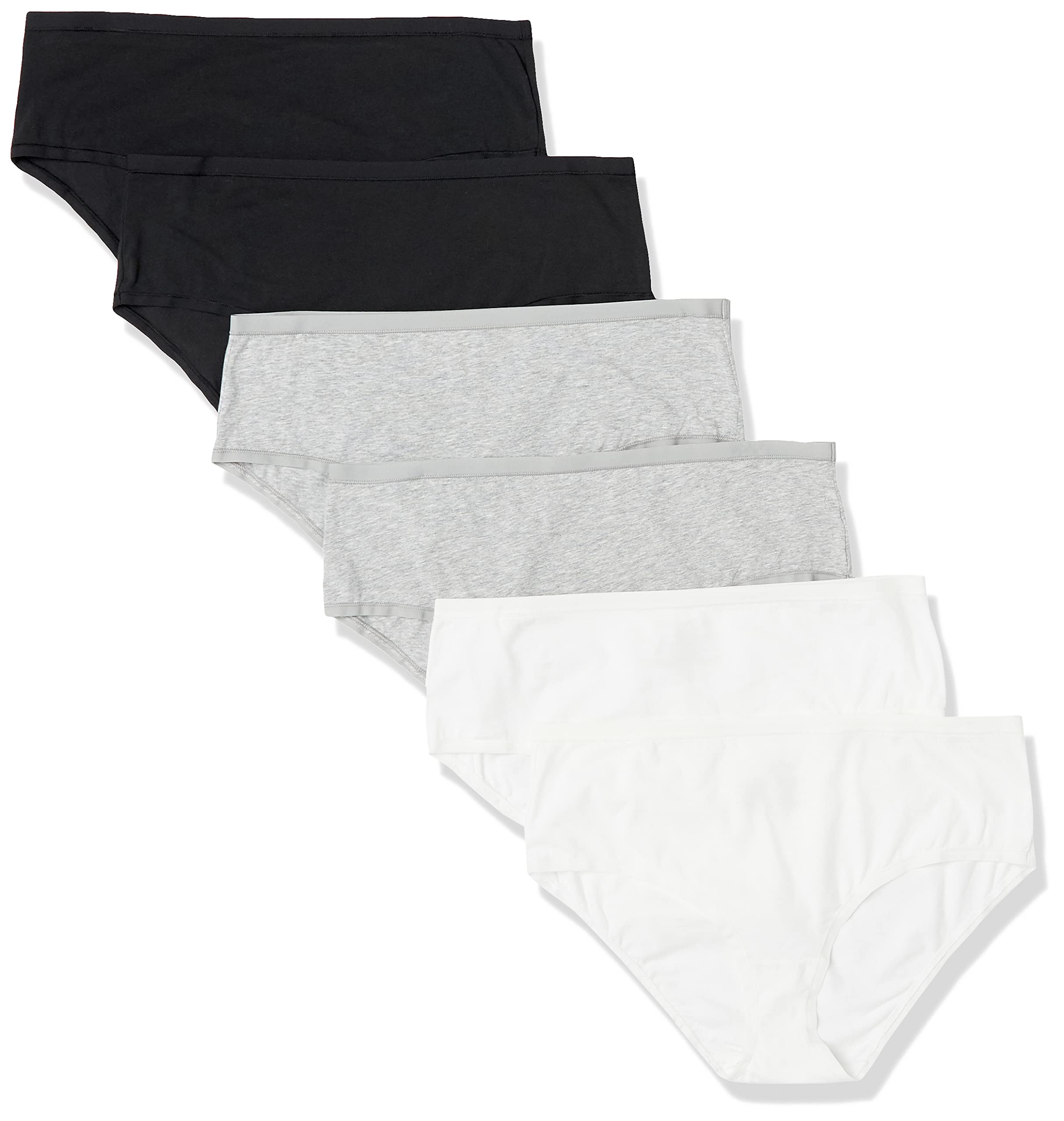 Amazon Essentials Women's Cotton Midi Brief Underwear - 6 Pack | Soft & Breathable Panties for Everyday Comfort | Perfect for Work, Travel & Lounge Wear