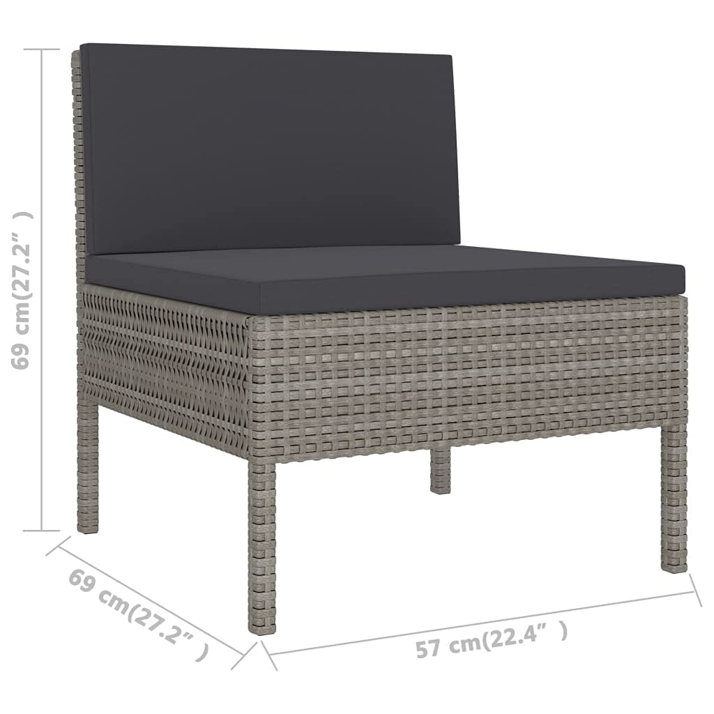 2-Piece Gray Poly Rattan Garden Lounge Set with Cushions & Coffee Table - Outdoor Patio Furniture, Sectional Sofa & Wicker Conversation Set for Backyard, Poolside or Terrace Relaxation