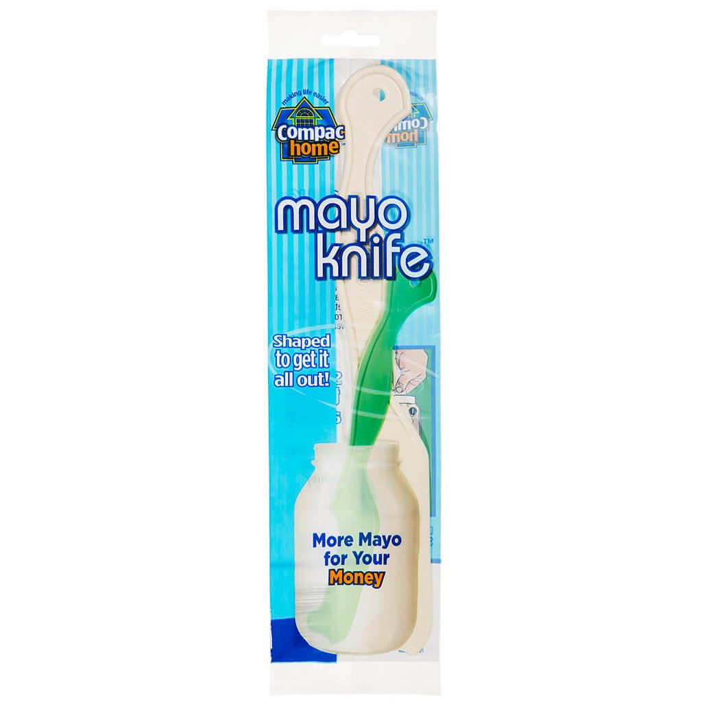 Compact Mayo Knife & Jar Scraper Spatula - Plastic Kitchen Tool for Scraping Mayonnaise Jars & Spreading Condiments Easily | Mess-Free Kitchen Gadget | Perfect for Sandwiches, Baking & Food Prep (1-Piece)