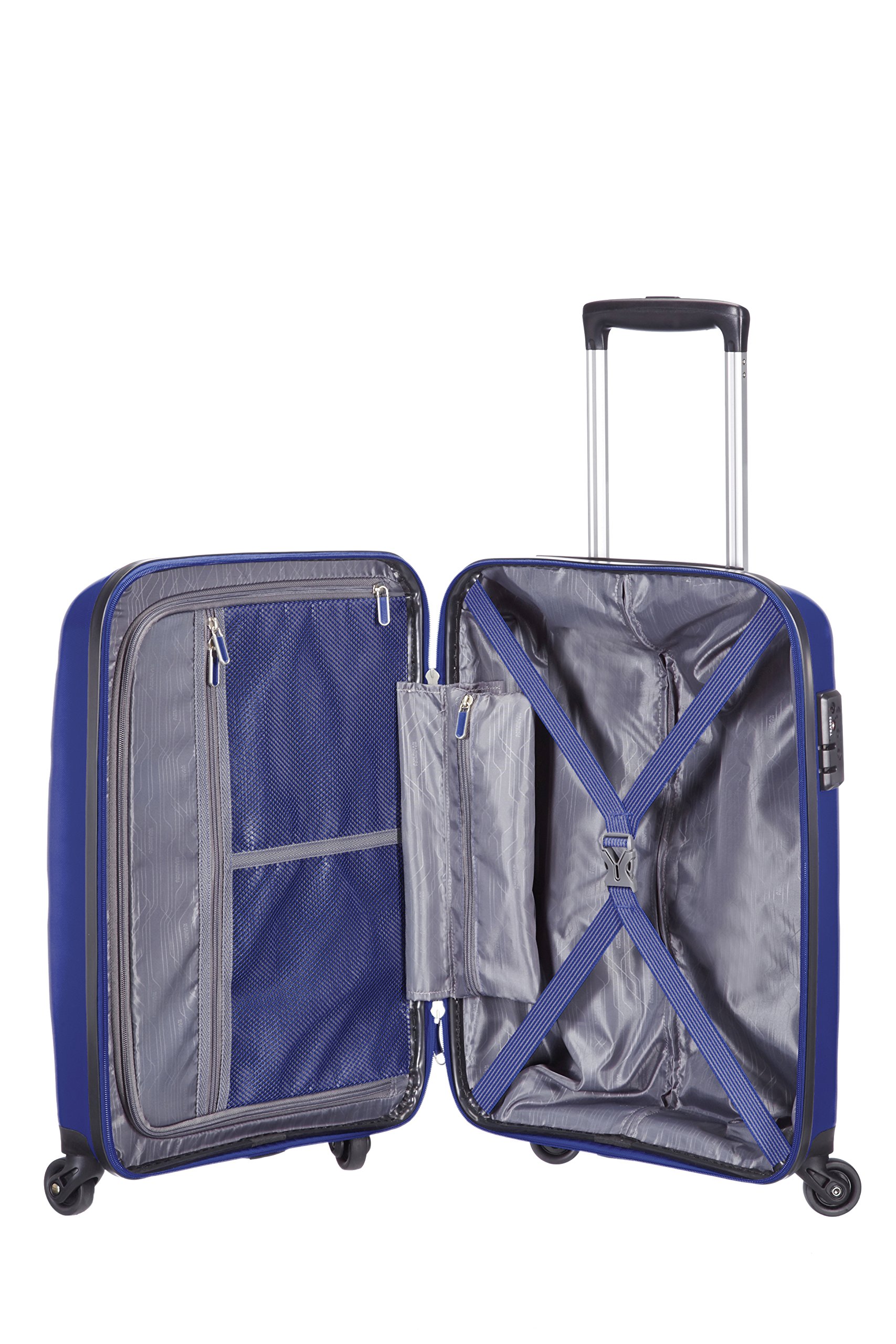 American Tourister Bon Air Spinner Luggage 55cm 31.5L Carry-On Suitcase with 360° Wheels - Midnight Blue for Business Travel & Weekend Getaways