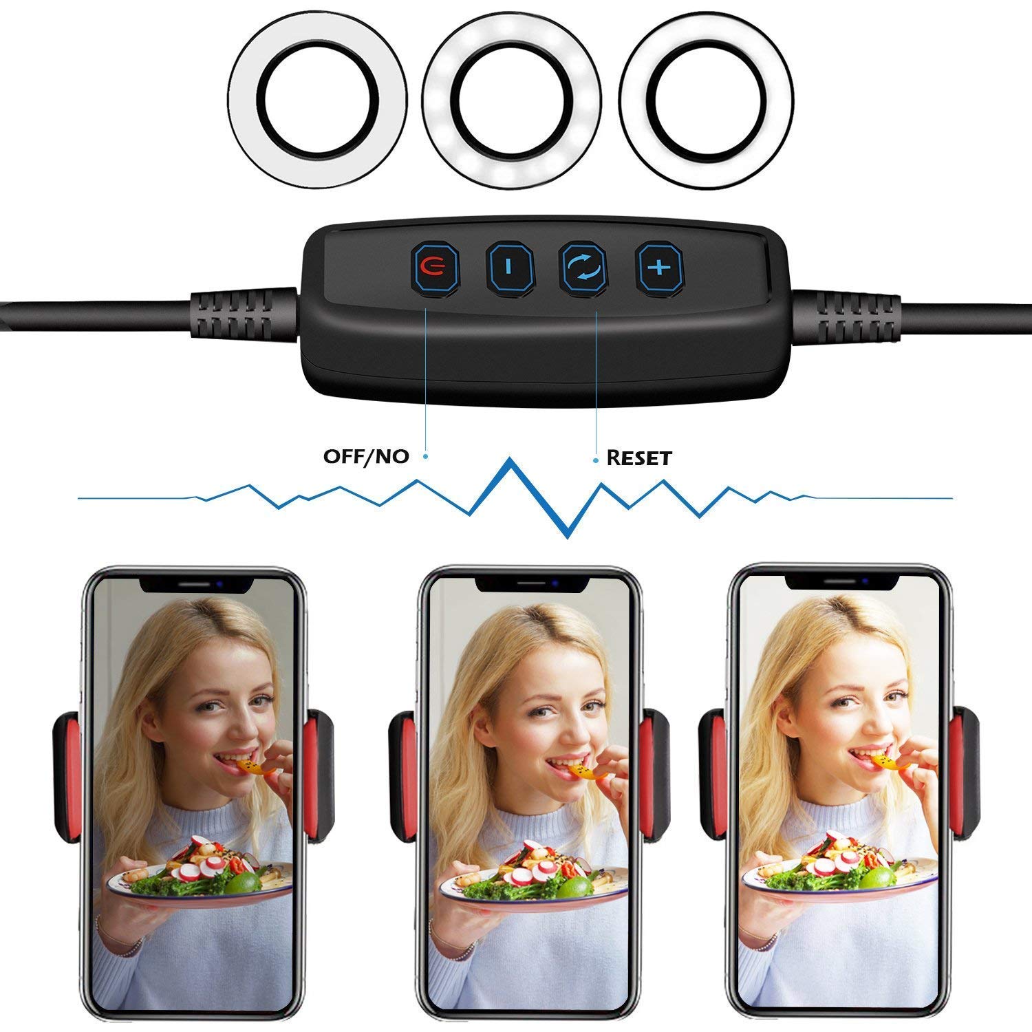 UBeesize Clip-On Selfie Ring Light with Stand for Live Stream & Makeup - Perfect for Vlogging & Beauty Videos