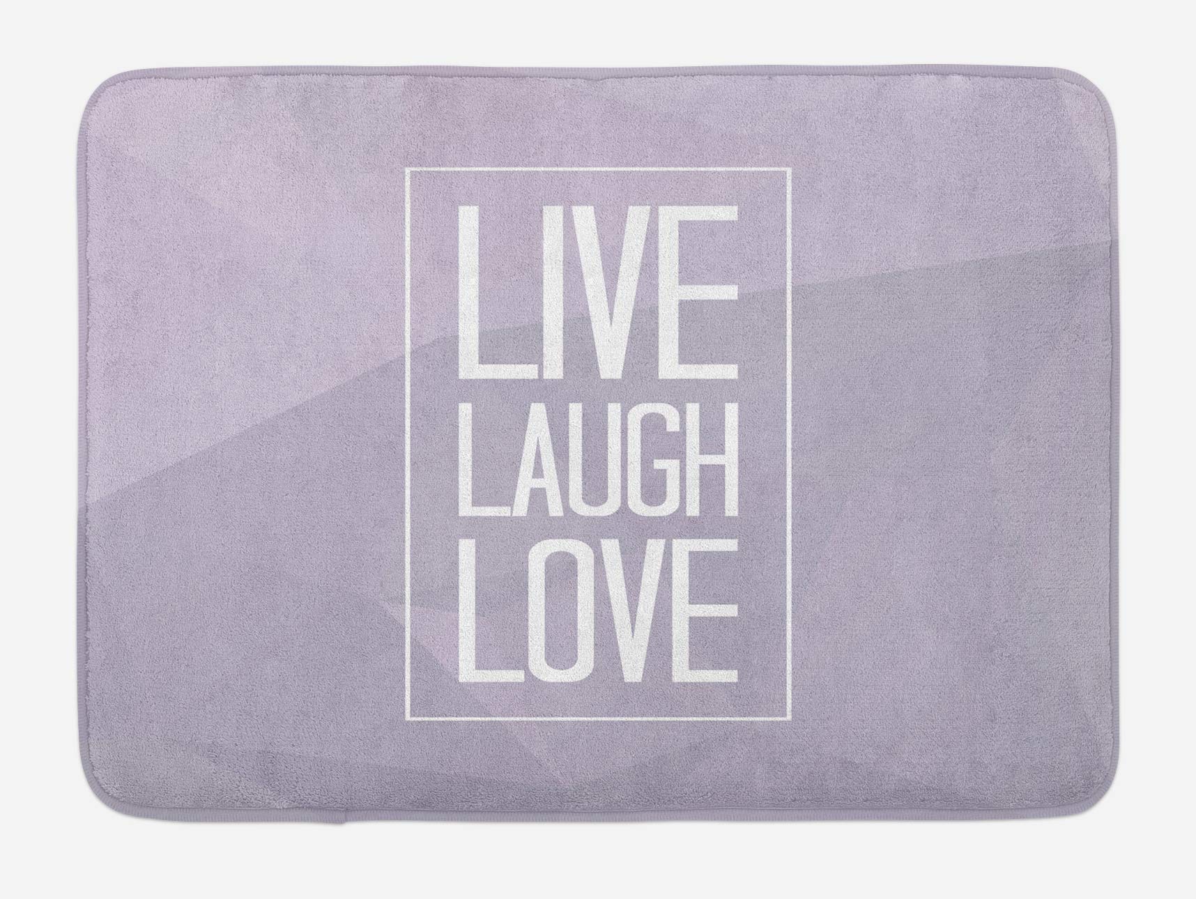 Ambesonne Non-Slip Plush Bath Mat - Grey & White Geometric Pattern with 'Live Laugh Love' Design, 30x20 Inches, Soft Absorbent Bathroom Rug for Modern Home Decor - Perfect for Bathroom, Vanity, or Spa Area
