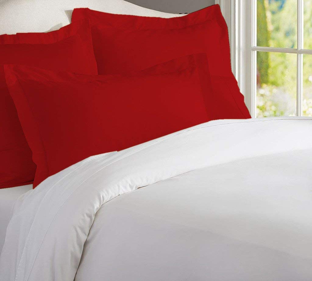 Premium 100% Egyptian Cotton 600 Thread Count Pillowcase Set (2-Pack) - Queen Size, Hypoallergenic & Ultra Soft, Blood Red - Perfect for Bedroom Luxury, Hotel Style Comfort & Allergy Relief