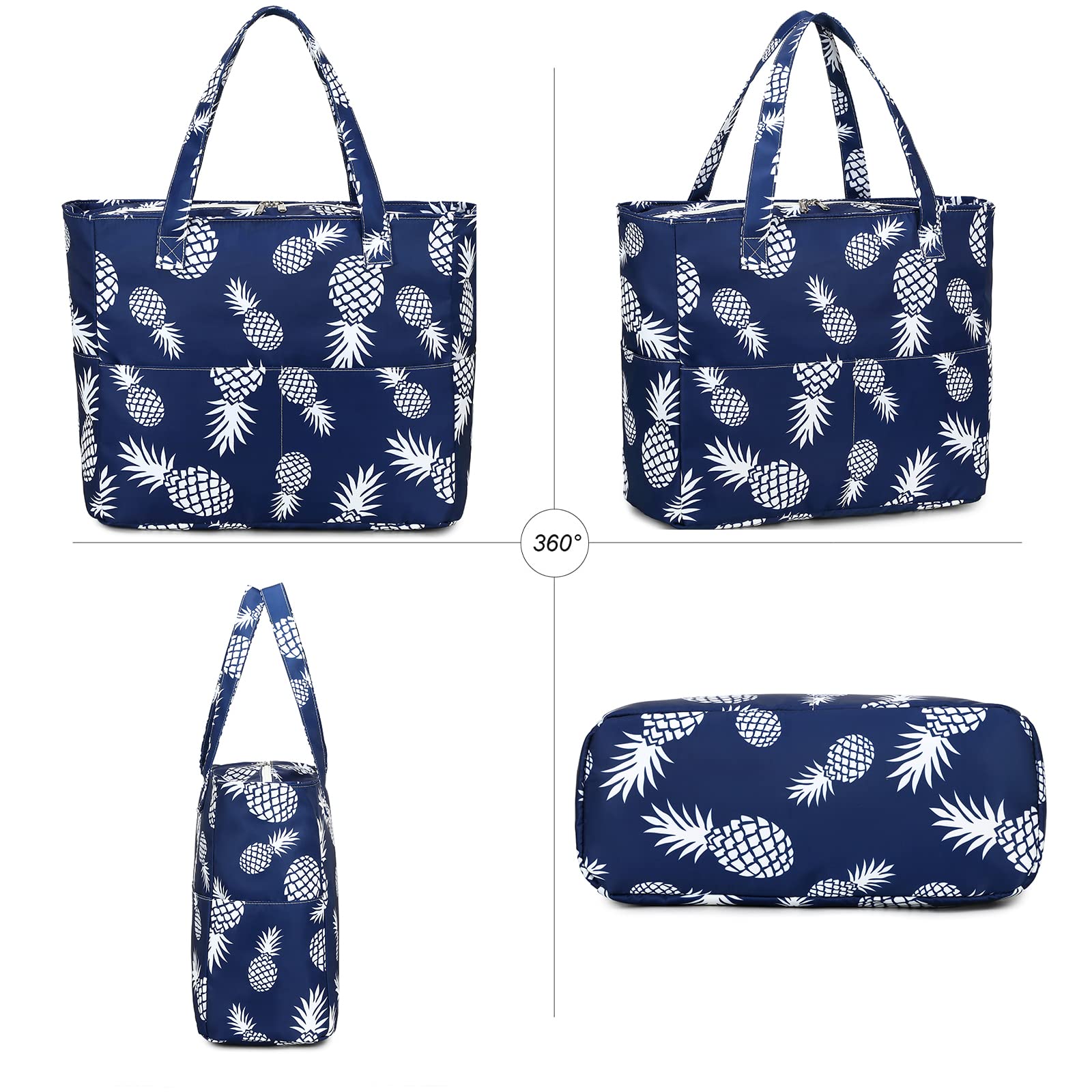 LEDAOU Large Waterproof Beach Tote Bag for Women - Sandproof Zippered Pool & Gym Bag with Wet Pocket - Perfect for Beach, Travel, Shopping & Grocery Trips