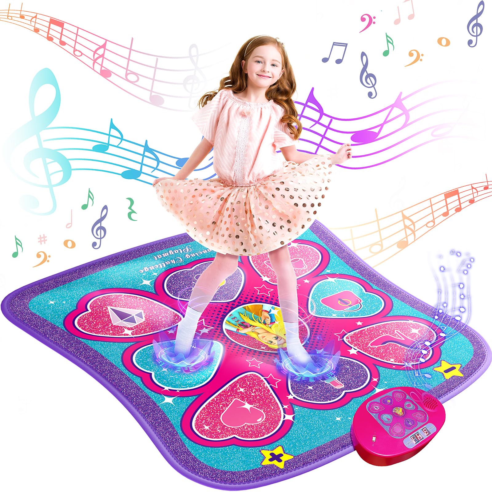 Best Dance Mat for 1 Year Old Girls - Pink & Blue Non-Slip Play Mat for Toddlers - Perfect for Birthday Gifts, Indoor Playtime & Early Childhood Development