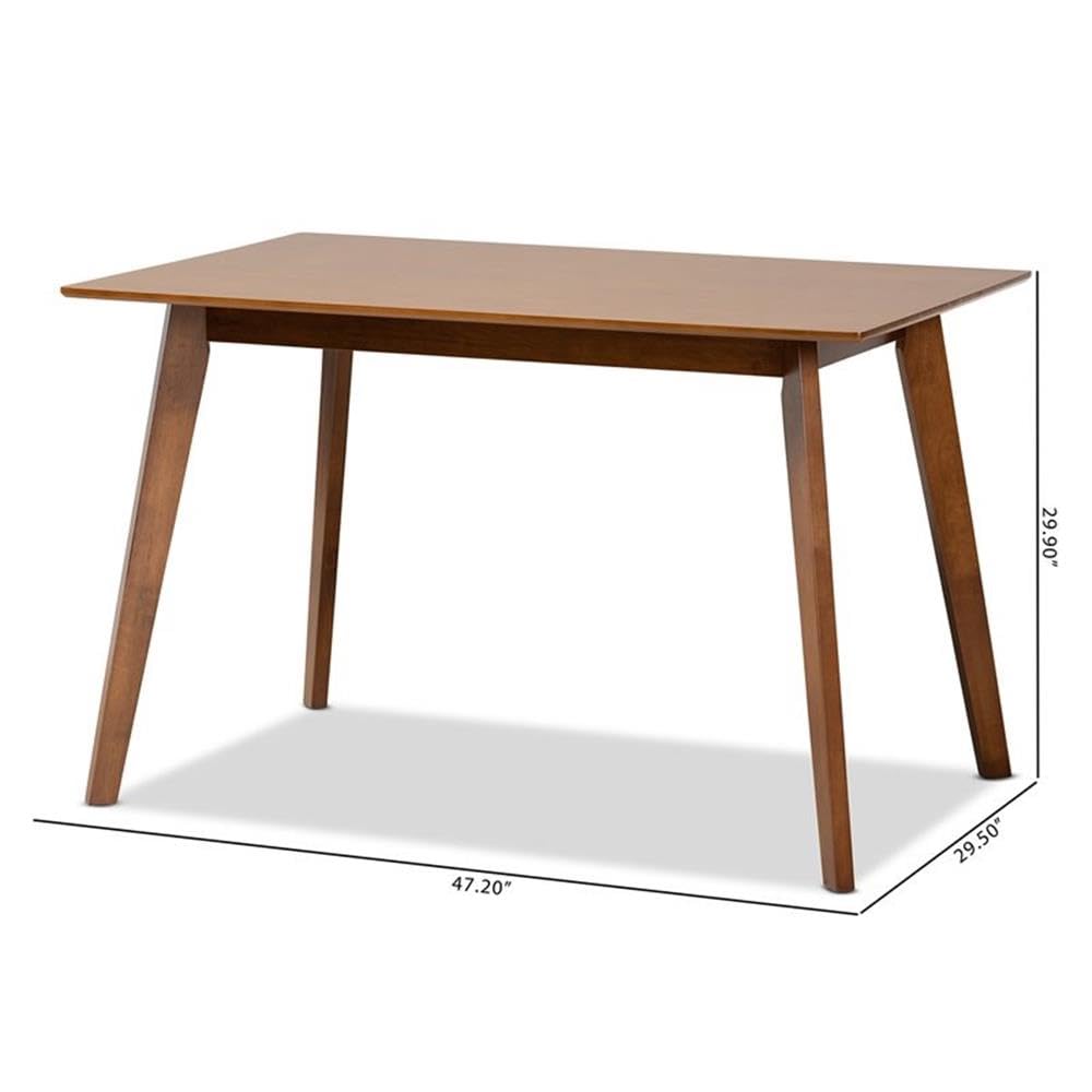 Baxton Studio Maila Mid-Century Modern Walnut Brown Wood Dining Table - Perfect for Small Spaces, Dining Rooms & Kitchen Areas