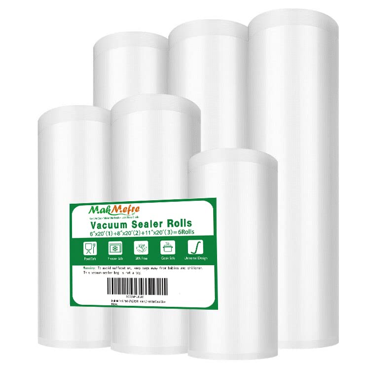 MakMeFre 6 Pack Vacuum Sealer Bags Rolls - 6