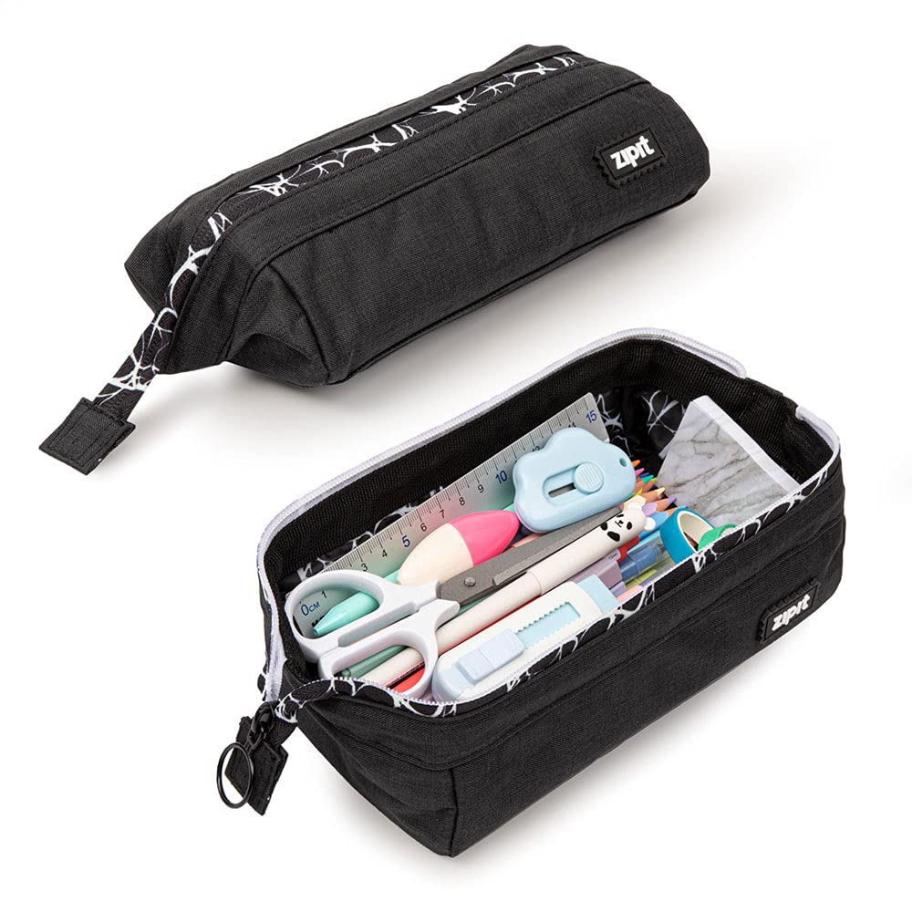 ZIPIT Lenny Adult Pencil Case - Large Capacity Pencil Organizer with Wide Zippered Opening - Holds 55 Pens - Machine Washable - Perfect for School, Office & Art Supplies Storage