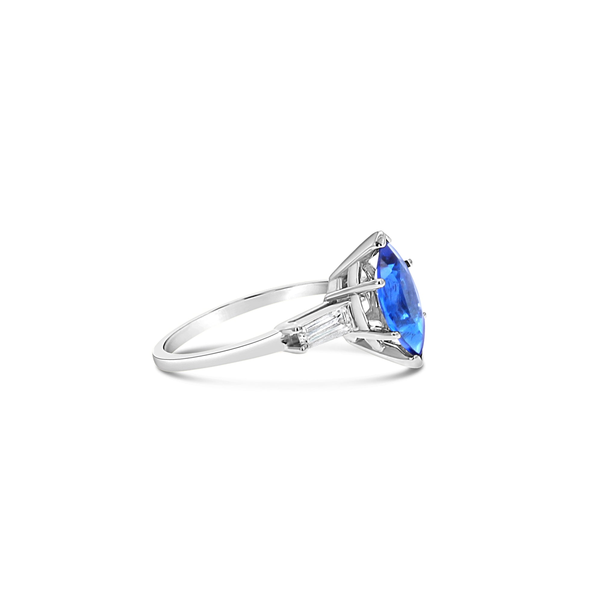 Exquisite Marquise Cut Sapphire & Diamond Engagement Ring in 14K White Gold - Perfect for Proposals, Anniversaries & Romantic Occasions