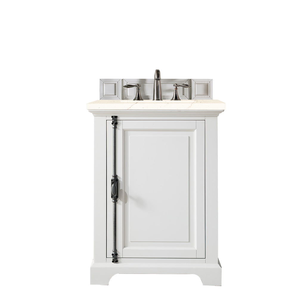Providence 26 Inch Single Bathroom Vanity Set with 3CM Eternal Marfil Quartz Countertop - Bright White Finish for Modern Bathroom Remodel (Perfect for Small Spaces & Powder Rooms)