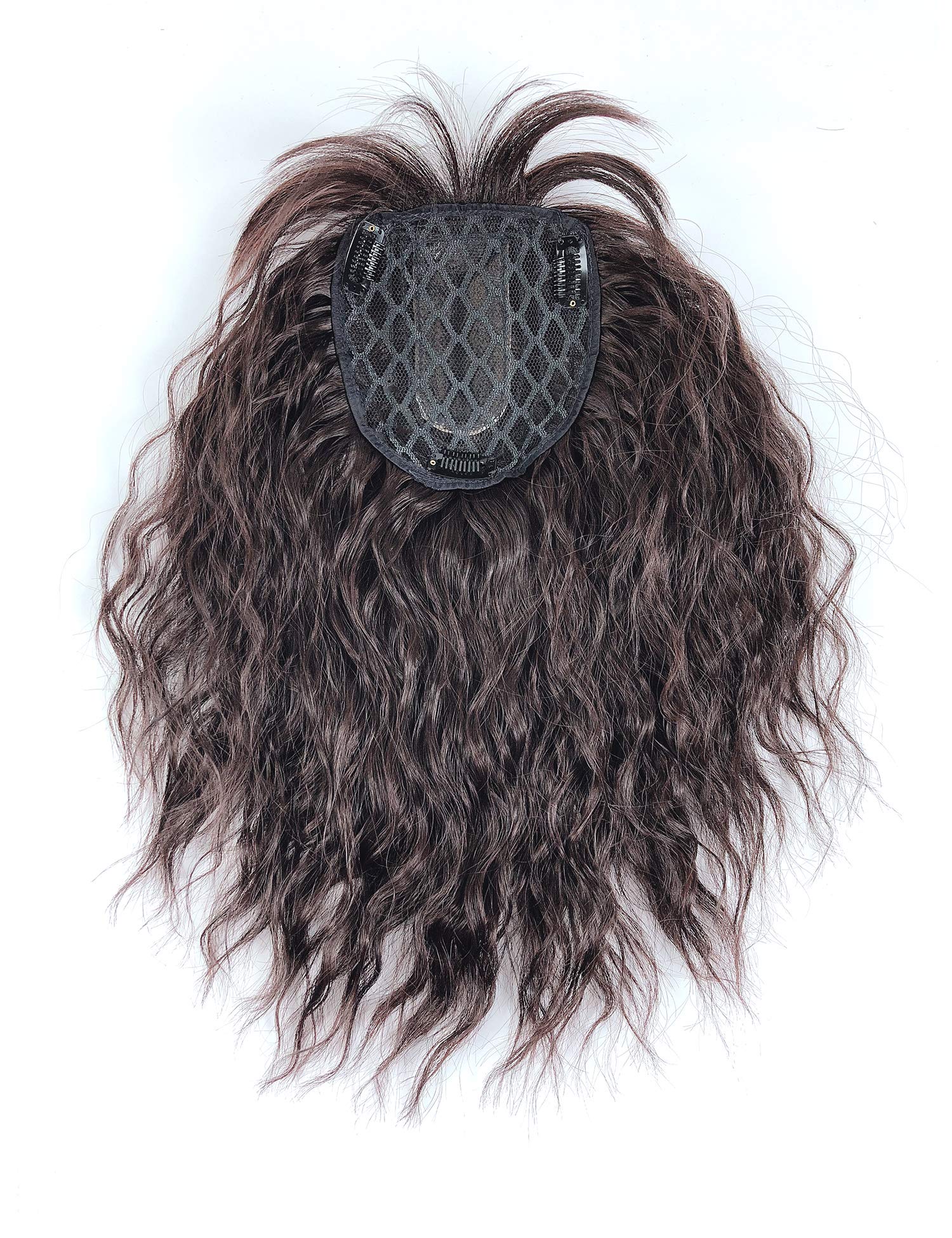 Clip-In Water Wavy Hair Topper with Choppy Fringe - 35cm Thick Middle Part Crown Piece (Black) | Perfect for Hair Loss, Thinning Hair & Instant Volume | Great for Daily Wear, Parties & Special Occasions