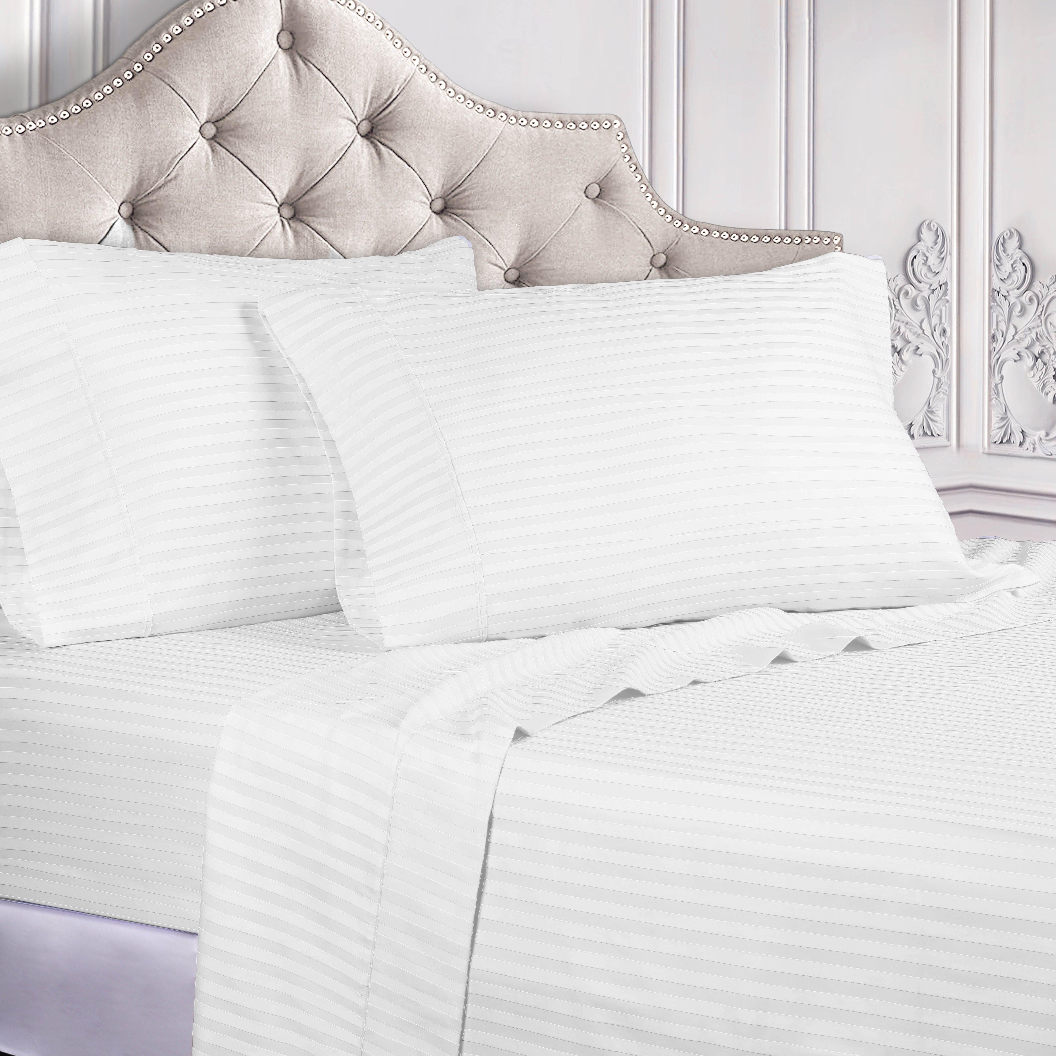 Premium 300 Thread Count Egyptian Cotton Sheet Set - Deep Pocket, Striped Design for Ultimate Comfort & Luxury - Perfect for Master Bedrooms, Guest Rooms & Hotels