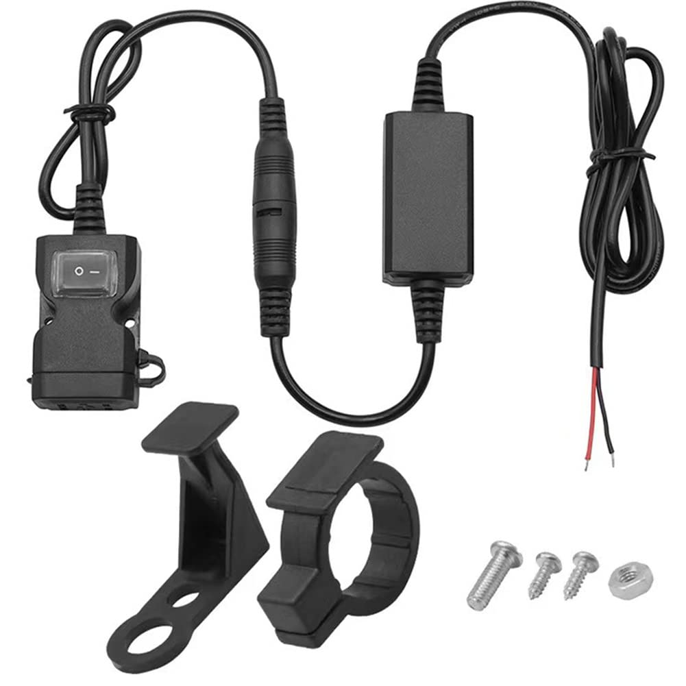 3.1A Motorcycle Dual USB Charger - 9V-90V Waterproof Handlebar Phone Charger with Switch - Power Adapter for Harley, Honda, Yamaha - Perfect for Long Rides & GPS Navigation