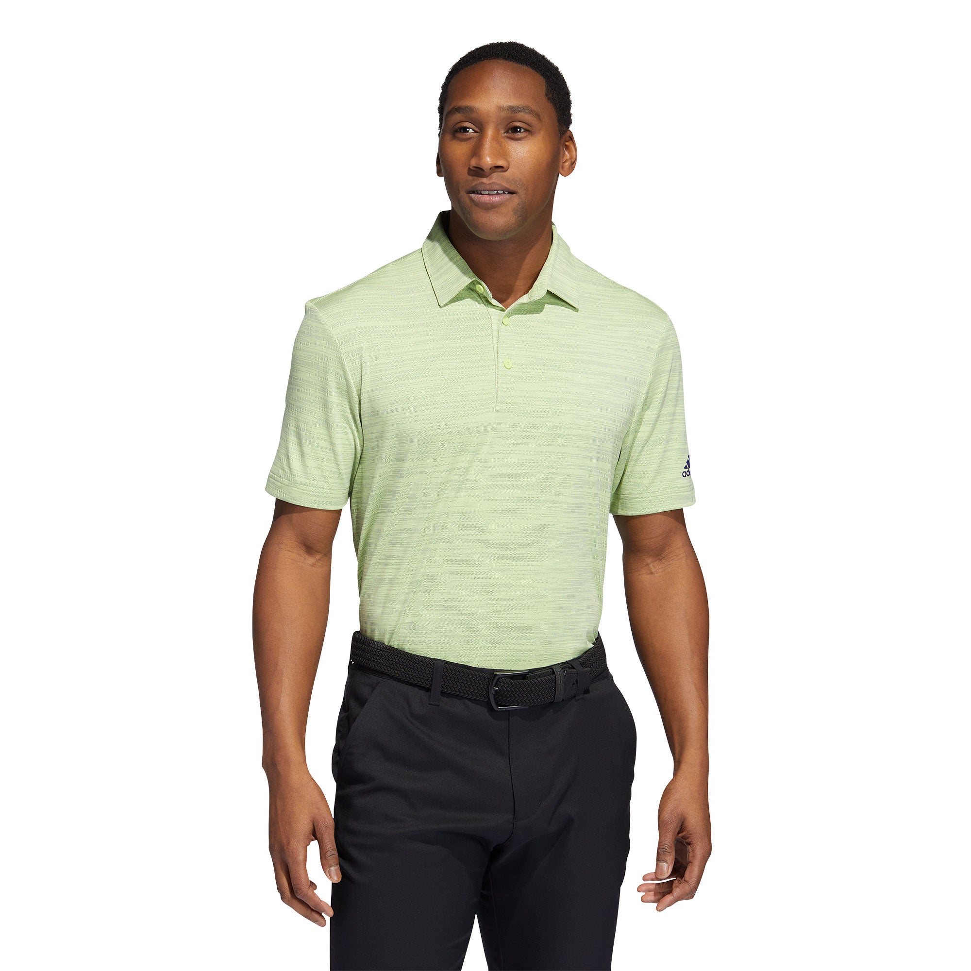 Adidas Men's Space Dyed Striped Golf Polo Shirt - Moisture Wicking & UV Protection for Golf & Casual Wear