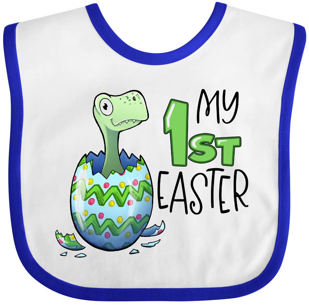 Inktastic My 1st Easter Dinosaur Hatching Easter Egg Baby Bib - Cute Dinosaur Themed Easter Bib for Babies & Toddlers - Perfect for Easter Celebrations, Photo Shoots & First Easter Gifts
