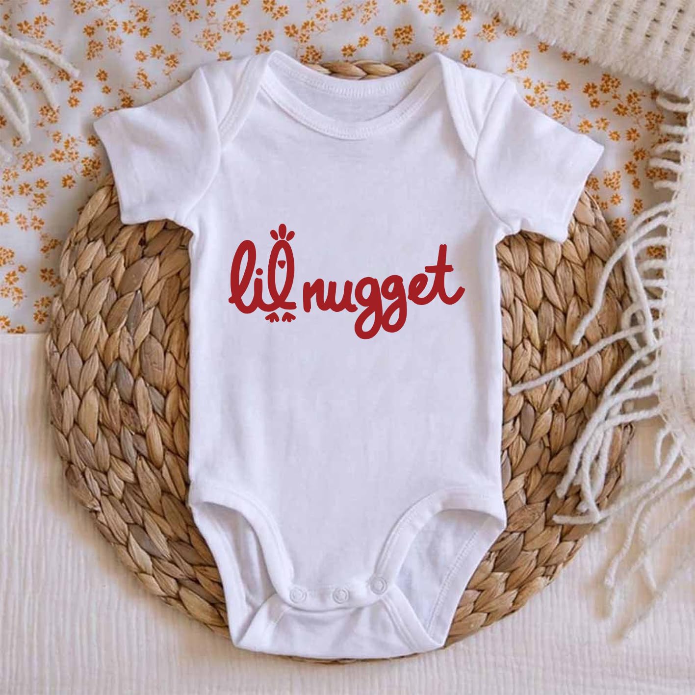 Funny Little Nugget Baby Bodysuit - Cute Chicken Print Onesie for Boys & Girls | Perfect for Playtime, Photo Shoots & Everyday Wear