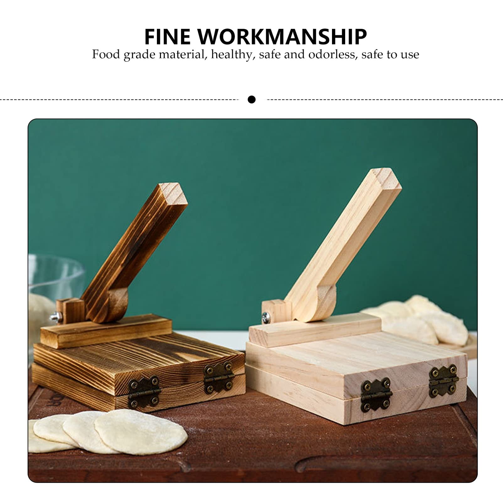 Premium Wooden Dumpling Press & Tortilla Maker - Square Dumpling Mold for Empanadas, Ravioli, Pie Crusts & Wrappers - Handcrafted Kitchen Tool for Perfect Homemade Pastry Dough (Ideal for Asian Cuisine, Mexican Dishes & Italian Cooking)