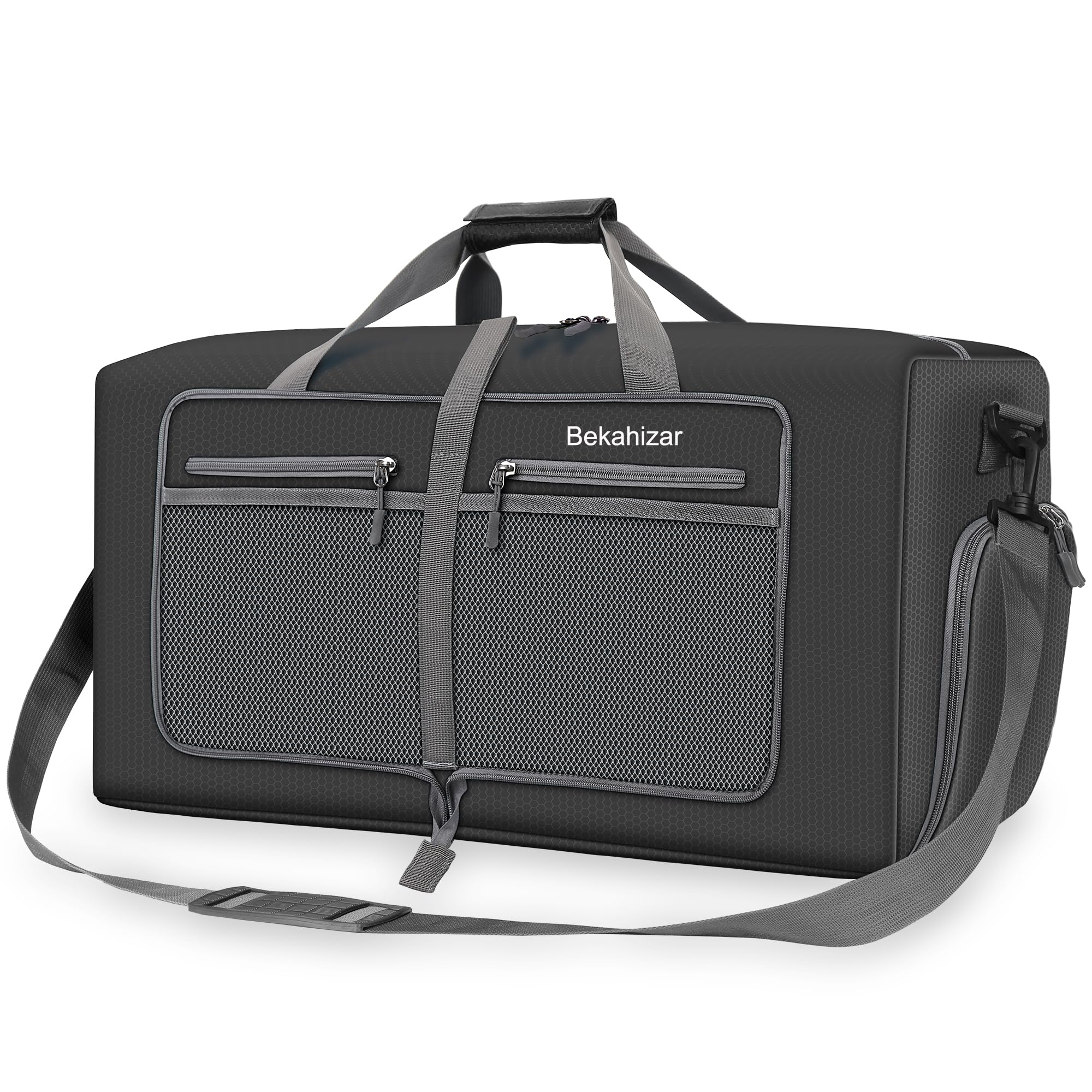 **60L Large Duffle Bag for Travel - 25 Inch Lightweight Foldable Weekender Duffel with Shoe Compartment & Adjustable Shoulder Strap - Perfect for Gym, Weekend Trips & Outdoor Adventures (Black, Unisex)**