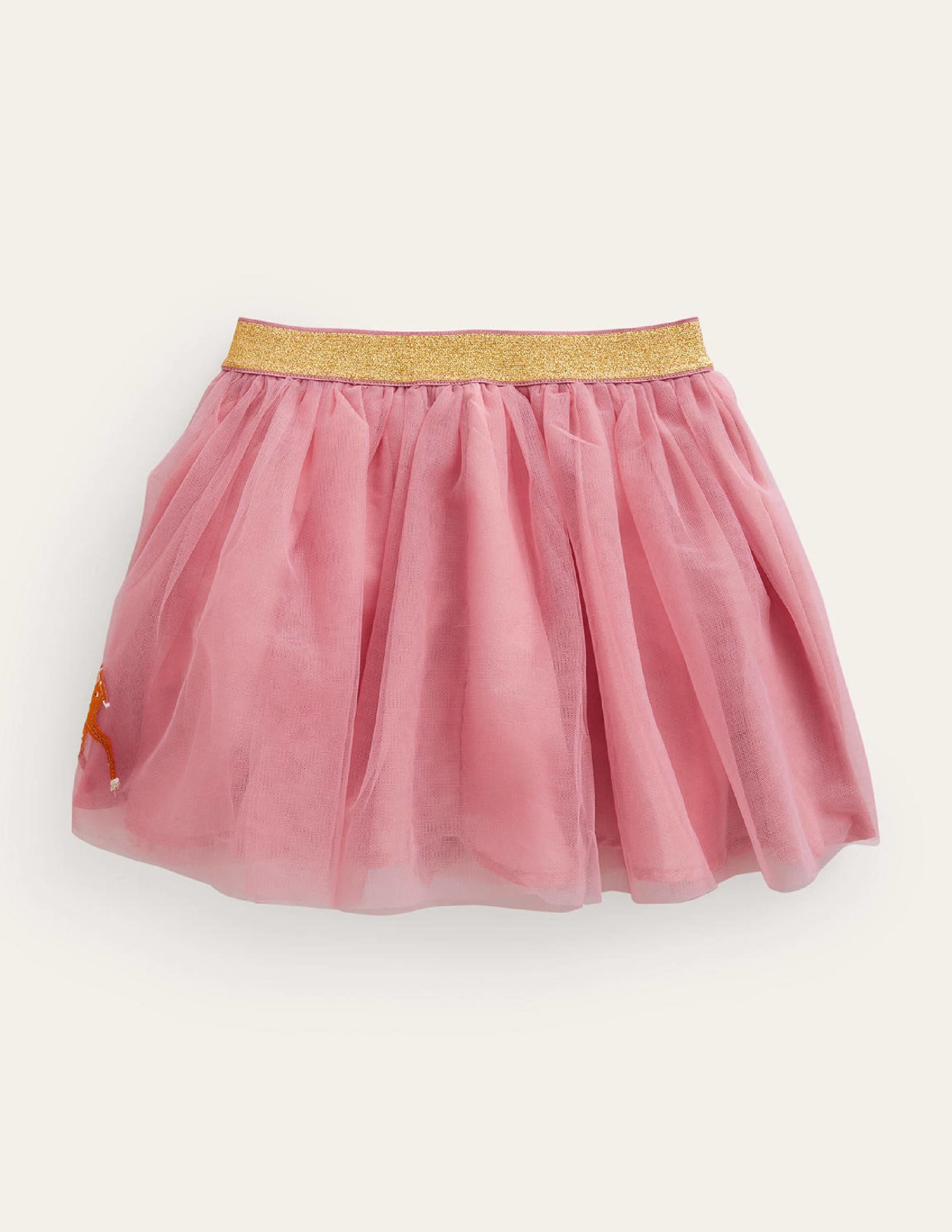 Elegant Applique Tulle Skirt in Almond Pink - Perfect for Christmas Sleigh Rides & Holiday Parties