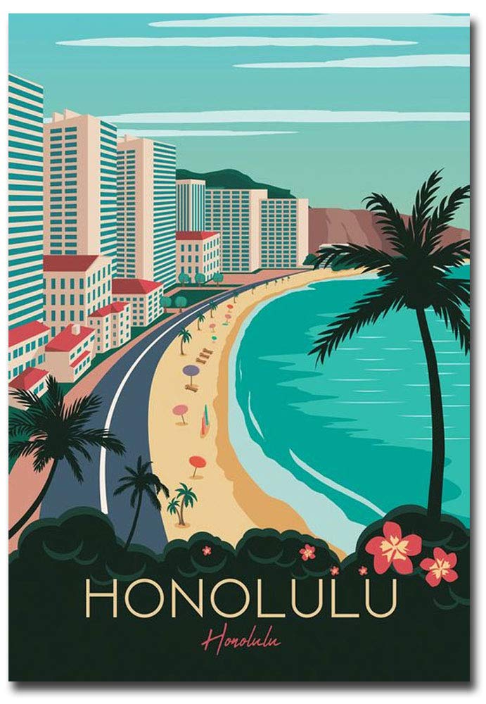 Vintage Honolulu Travel Souvenir Fridge Magnet - 2.5