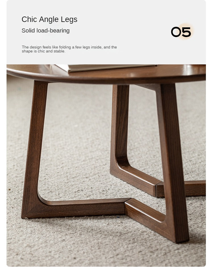 Solid Oak Wood Round Modern Coffee Table - Stylish Centerpiece for Living Room, Lounge & Office Decor