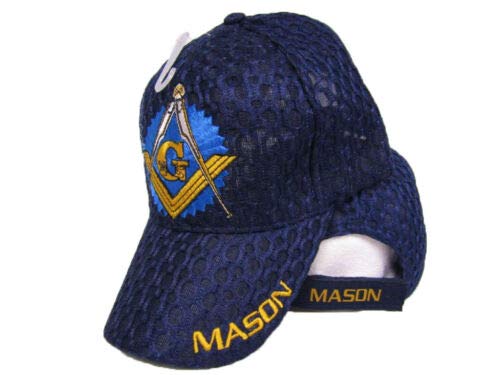 Freemason Masonic Navy Blue Shadow Mesh Cap - Adjustable Baseball Hat for Brotherhood Events & Outdoor Activities
