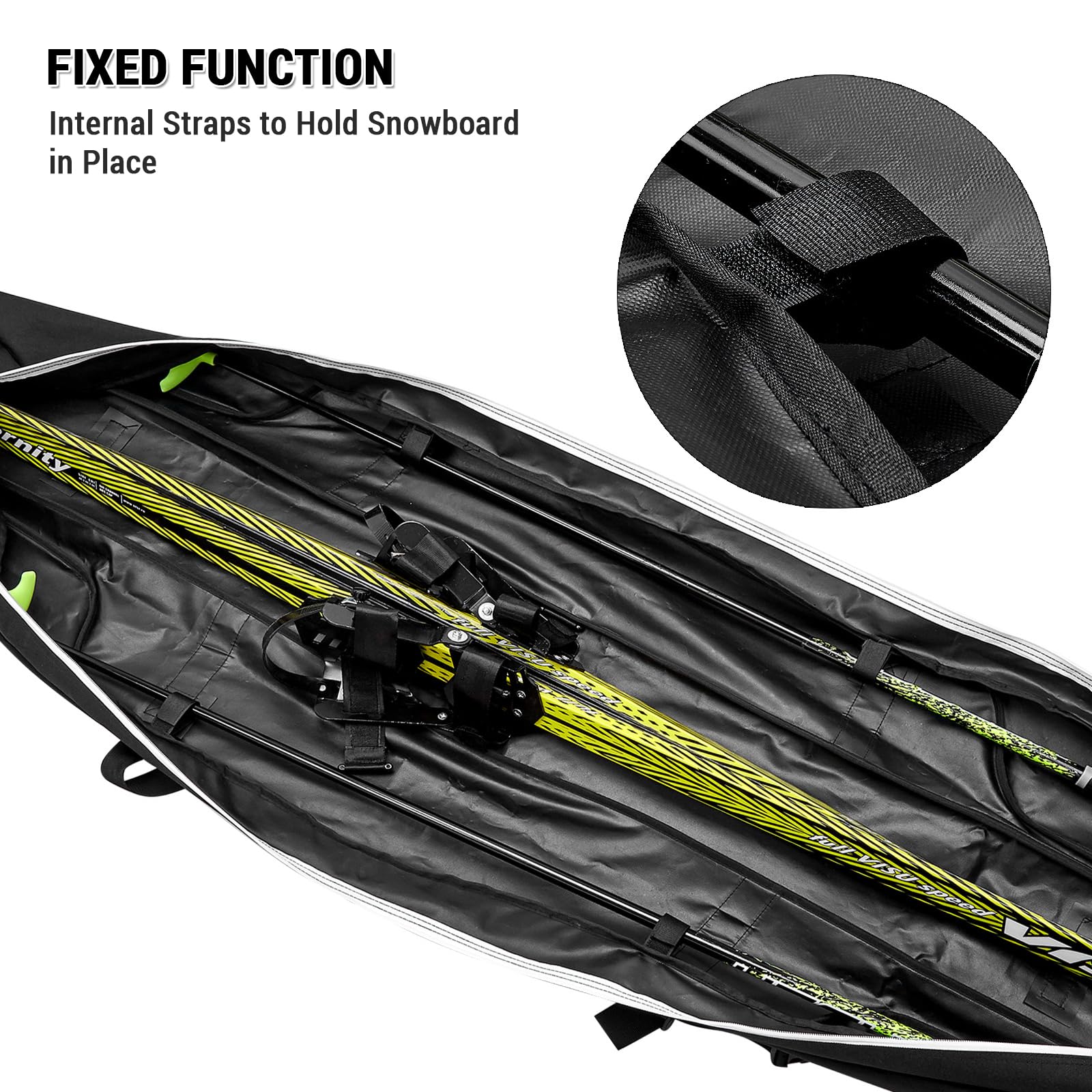 Waterproof Ski and Snowboard Storage Bag - 192cm Black Travel Equipment Organizer for Ski Gear Protection | Perfect for Winter Sports, Travel & Equipment Storage