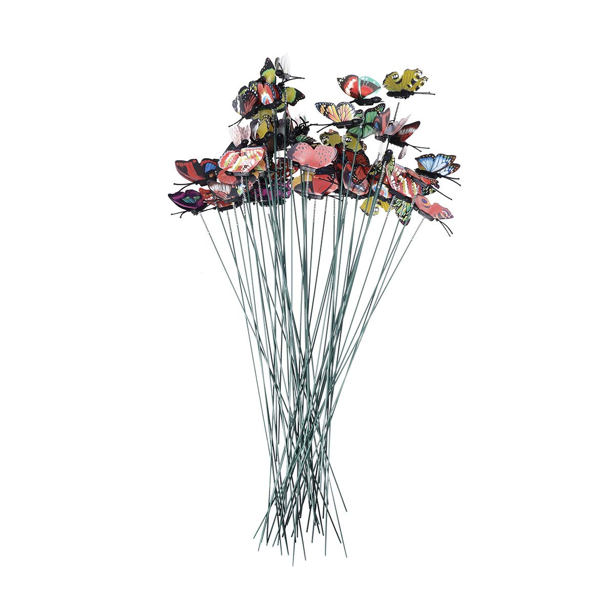 Amosfun 50pcs Artificial Butterfly Stakes - Colorful Garden Decorations for Outdoor Lawn, Yard, and Store Displays (4CM) - Perfect for Spring Decor, Wedding Centerpieces, and DIY Crafts