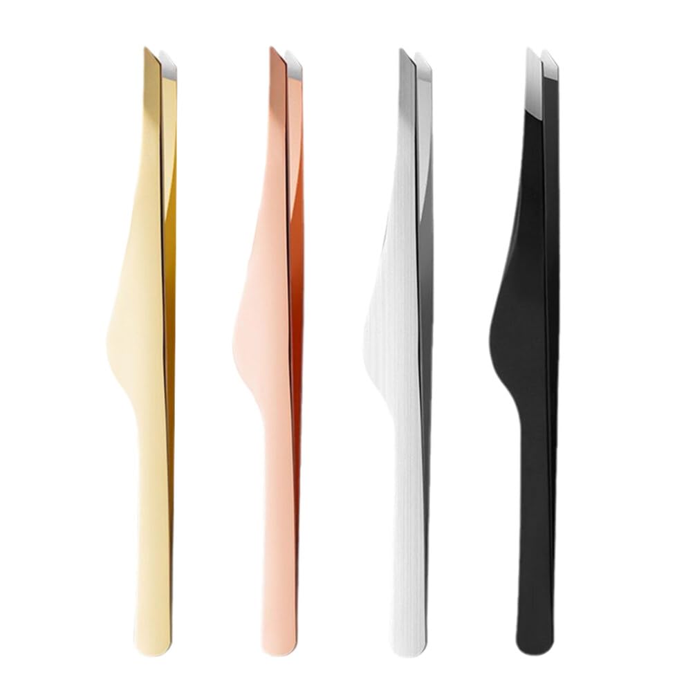 NOLITOY 4-Piece Professional Eyelash Extension Tweezers Set - Stainless Steel Lash Tools for Extensions, Isolation & Eyebrow Shaping | Perfect for Salon & Home Use