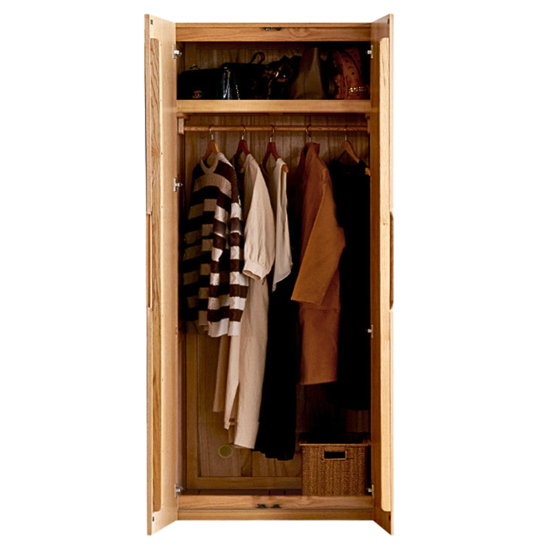 Solid Oak Wood Wardrobe - Premium Quality, Spacious Storage for Bedroom, Closet & Home Organization
