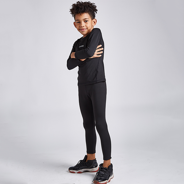 Boys & Girls Black Thermal Compression Shirt - Long Sleeve Base Layer for Cold Weather - CH001 - Perfect for Winter Sports, Running, and Outdoor Activities