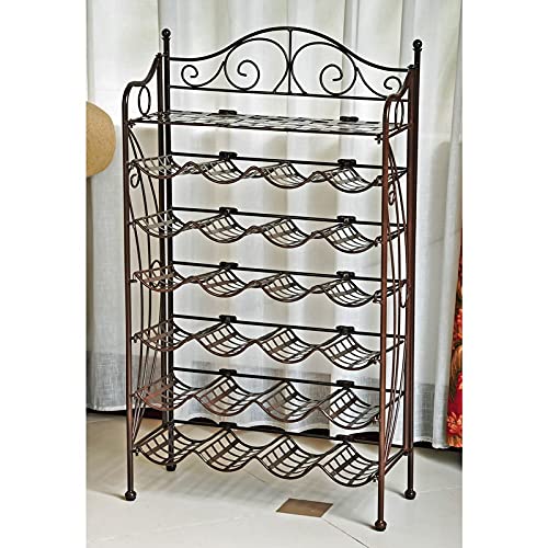 24-Bottle Iron Wine Rack in Bronze Finish - Perfect for Kitchen, Dining Room, or Wine Cellar Storage