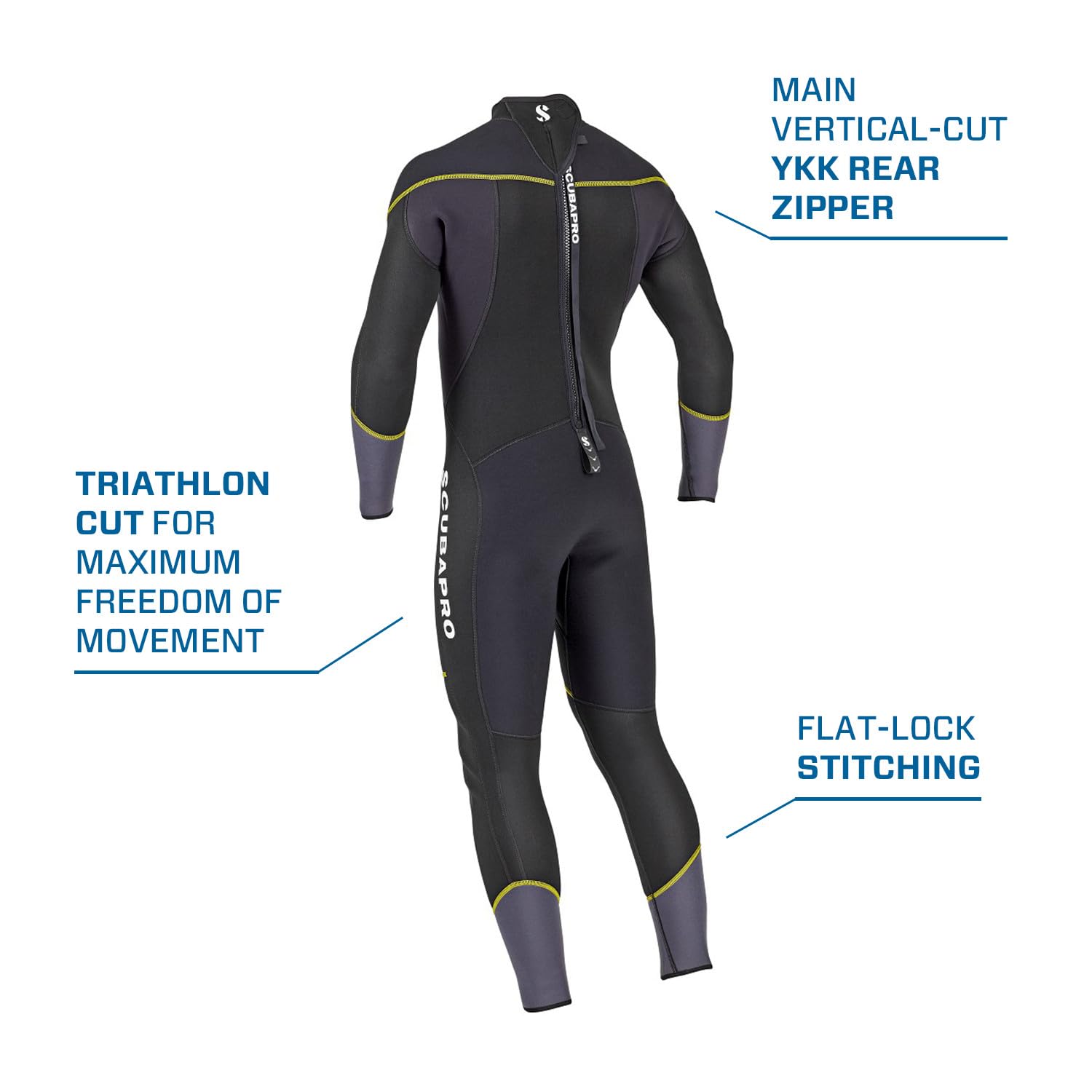 Scubapro Sport Steamer 3mm Back-Zip Men's Wetsuit for Scuba Diving, Snorkeling & Water Sports | Premium Neoprene Full Body Wetsuit for Warm Water Protection